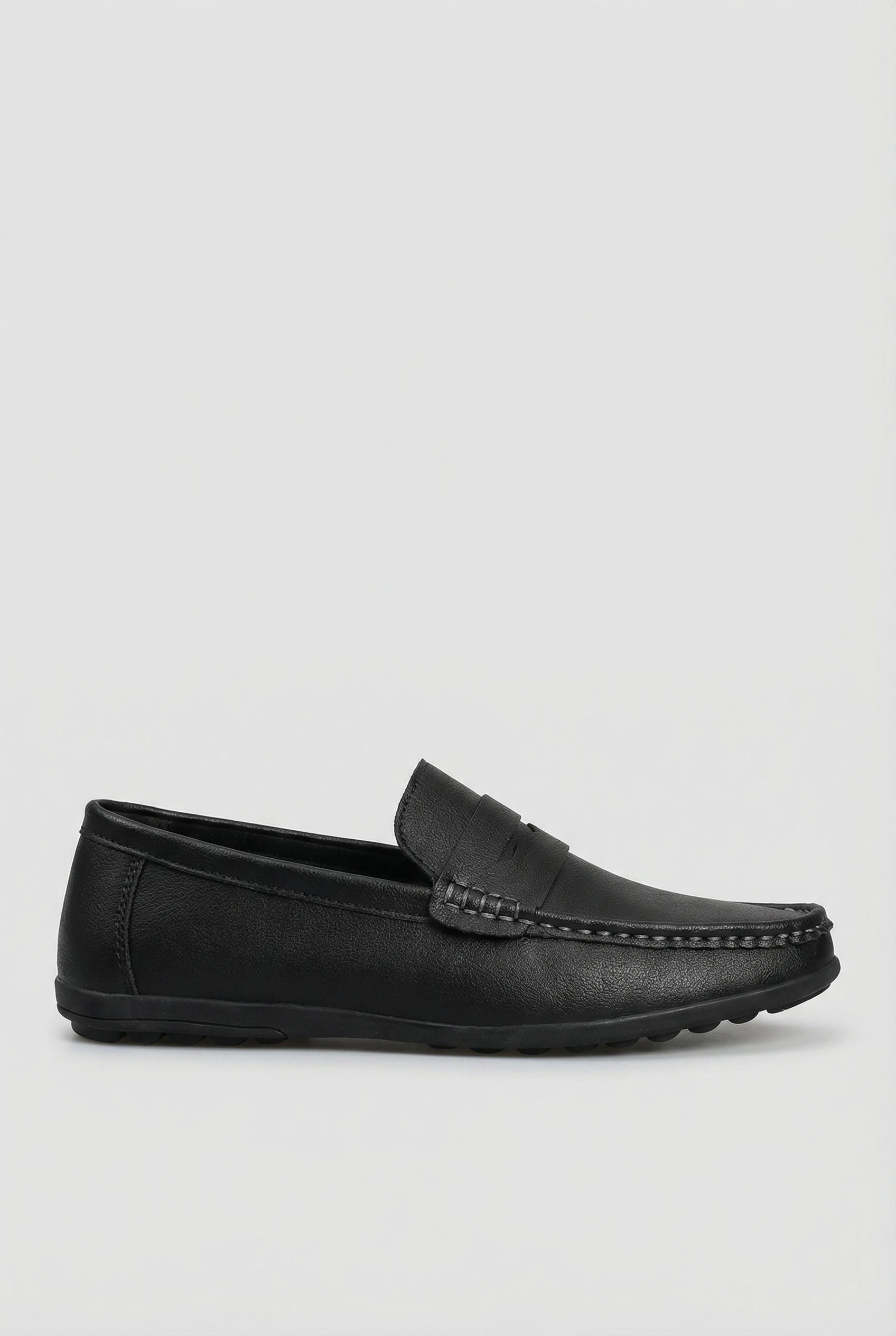 Sorte slip-on penny loafers til mænd med gummisål