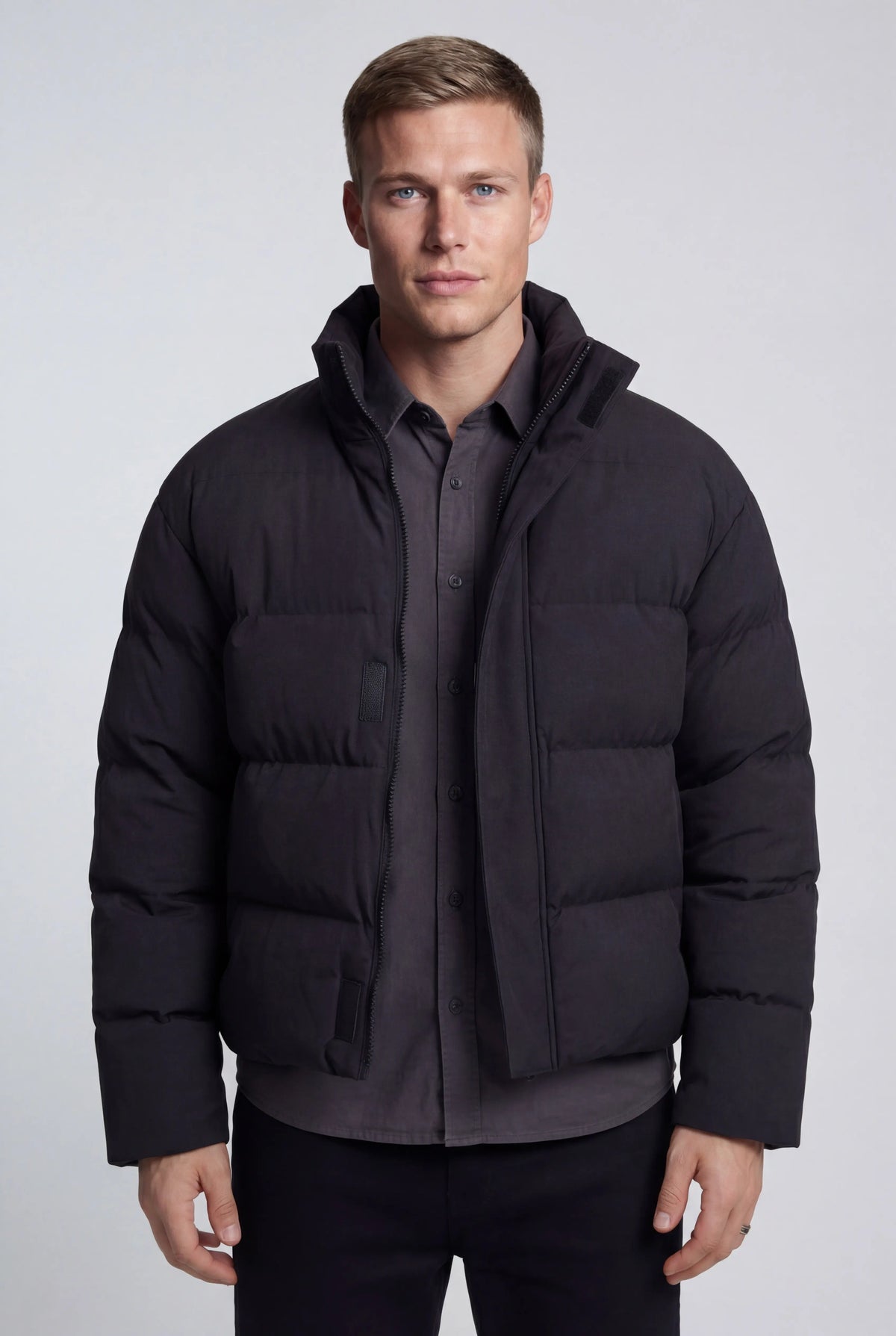 Herre Kort Quiltet Pufferjakke - Sort - Oversized Pasform - Jakker - Valmont Wear