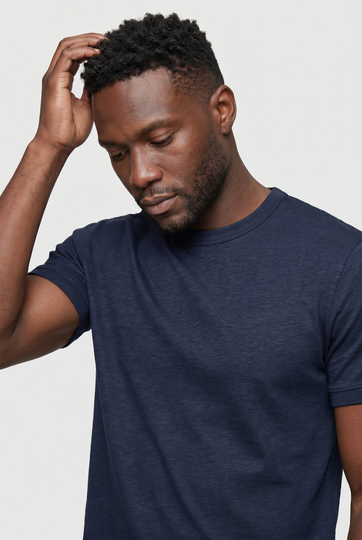 T-Shirt til Mænd - Marineblå - Lin - Slim Fit - frame 4