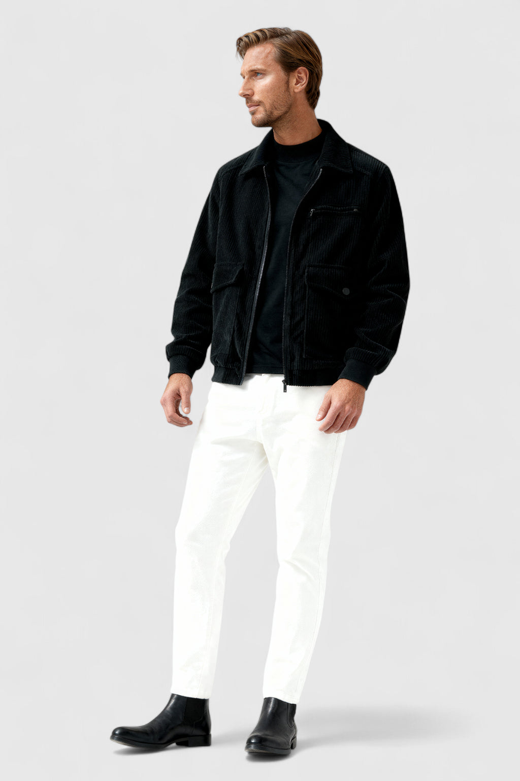 Herre Corduroy Jakke - Sort - - Jakker - Valmont Wear