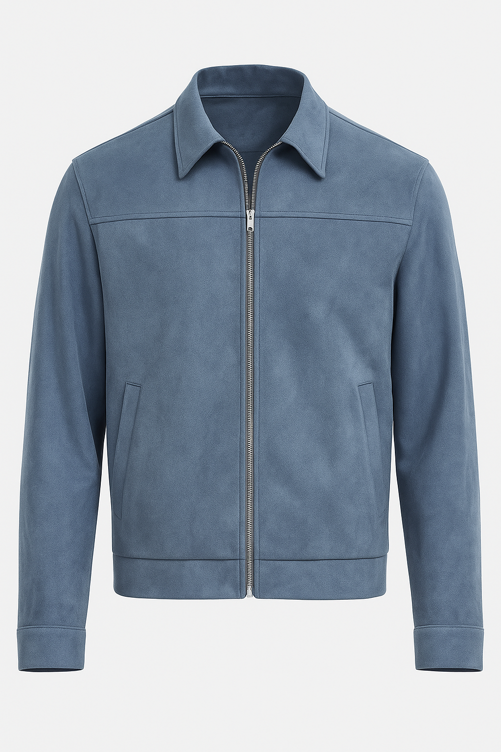 Dusty Blue Suede Jakke til Mænd – Elegant og Alsidig Hverdagsjakke - - Jakker - Valmont Wear