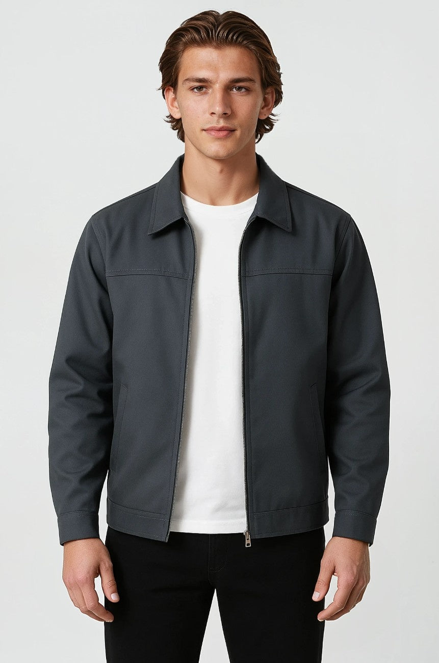 Letvægts Twill Jakke til Mænd – Mørkegrå – Regular Fit - - Jakker - Valmont Wear