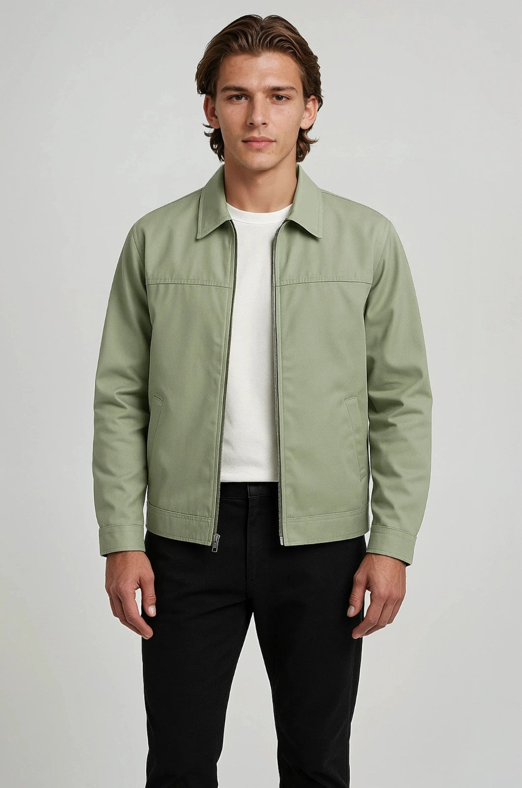 Letvægts Twill Jakke til Mænd – Ærtegrøn – Regular Fit - - Jakker - Valmont Wear
