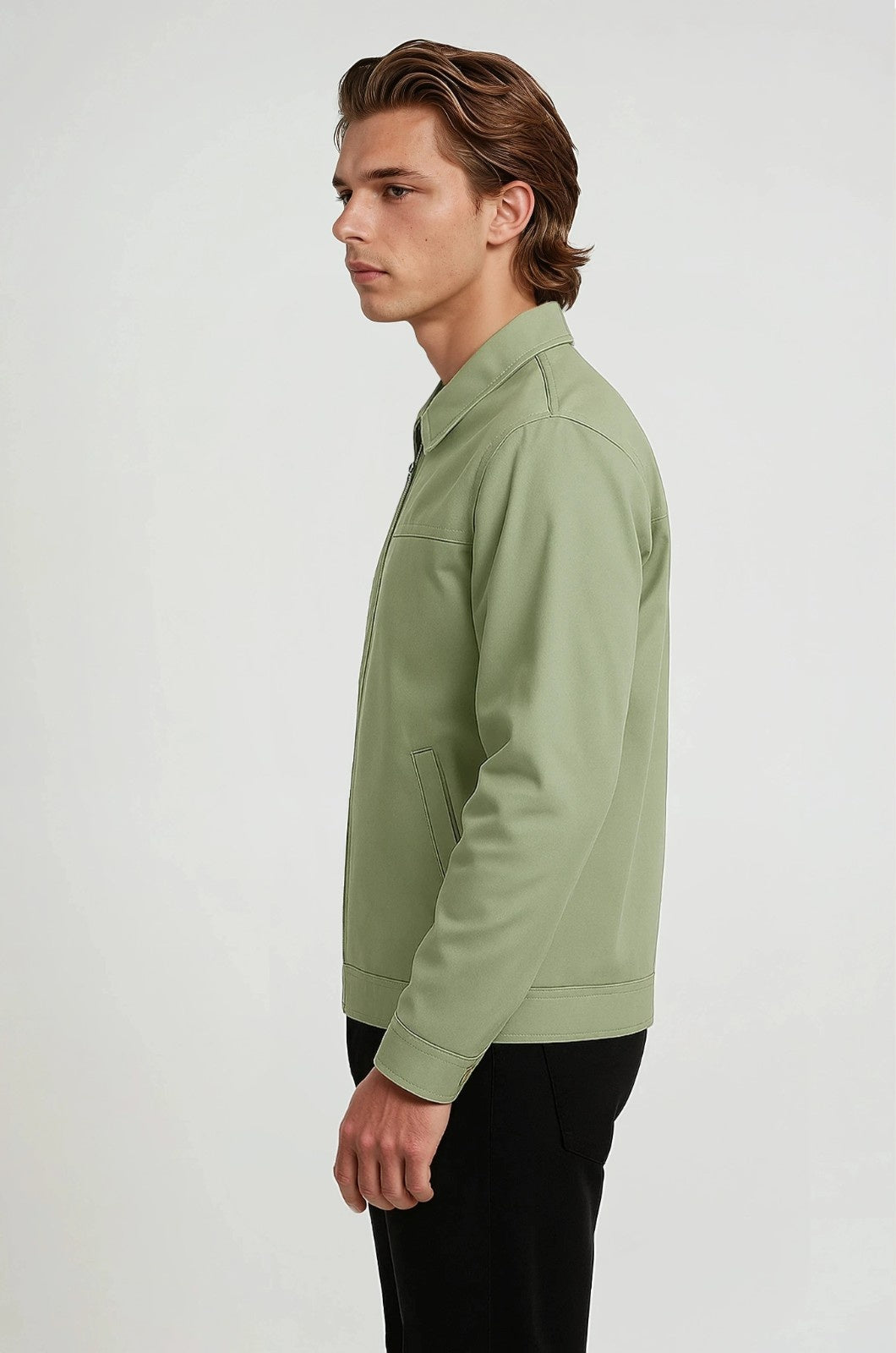 Letvægts Twill Jakke til Mænd – Ærtegrøn – Regular Fit - - Jakker - Valmont Wear