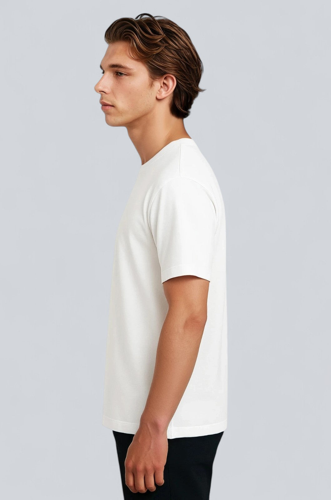 Herre T-shirt i Bomuld – Åndbar Kortærmet Rund Hals – Hvid - - Herre T-shirts - Valmont Wear