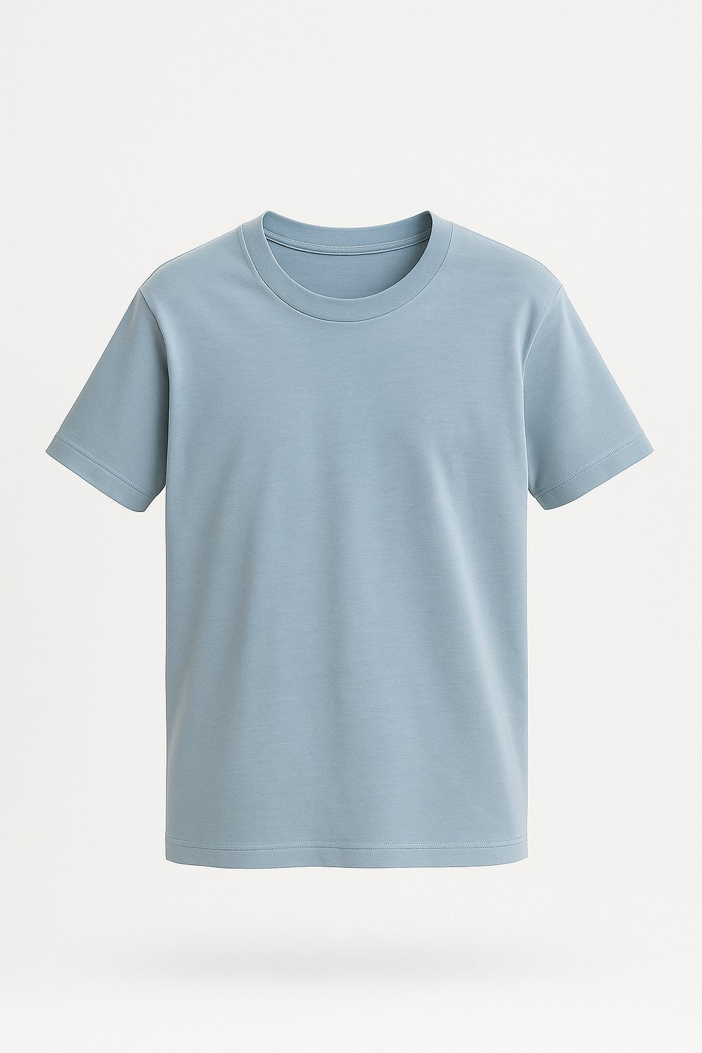 Herre T-shirt i Bomuld – Åndbar Kortærmet Rund Hals – Tågeblå - Tågeblå - Herre T-shirts - Valmont Wear