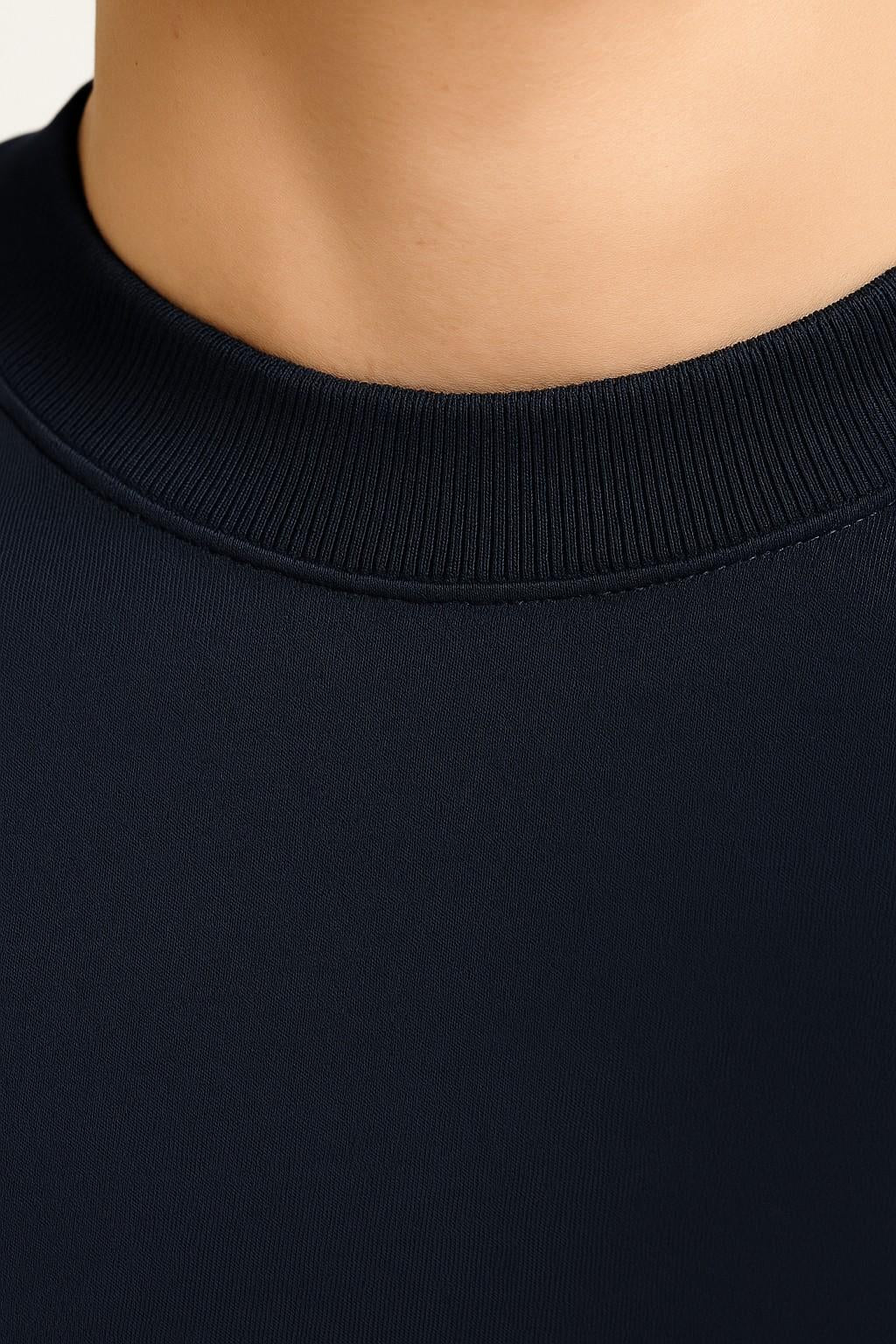 Herre T-shirt i Bomuld – Åndbar Kortærmet Rund Hals – Marineblå - - Herre T-shirts - Valmont Wear