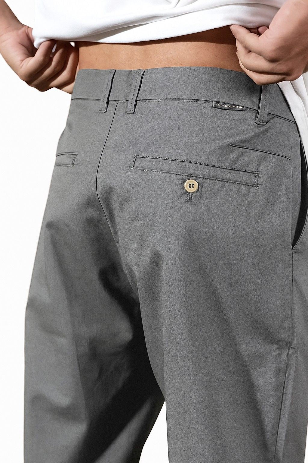 Herrebukser – Straight Fit Bomuld med Stræk – Grå – Fire Årstider – Kontor & Casual - - Pants - Valmont Wear
