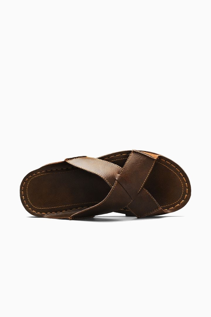 Herresandaler i Brun Læder - Krydsrem Design for Sommer