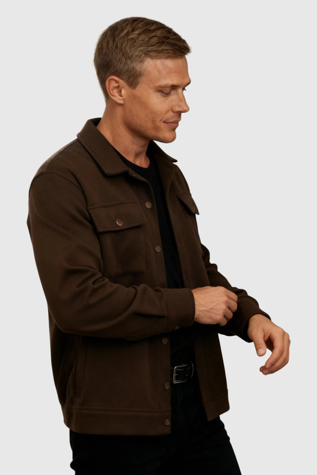 Coffee Brown Børstet Overshirt Jakke - Kaffebrun - Jakker - Valmont Wear