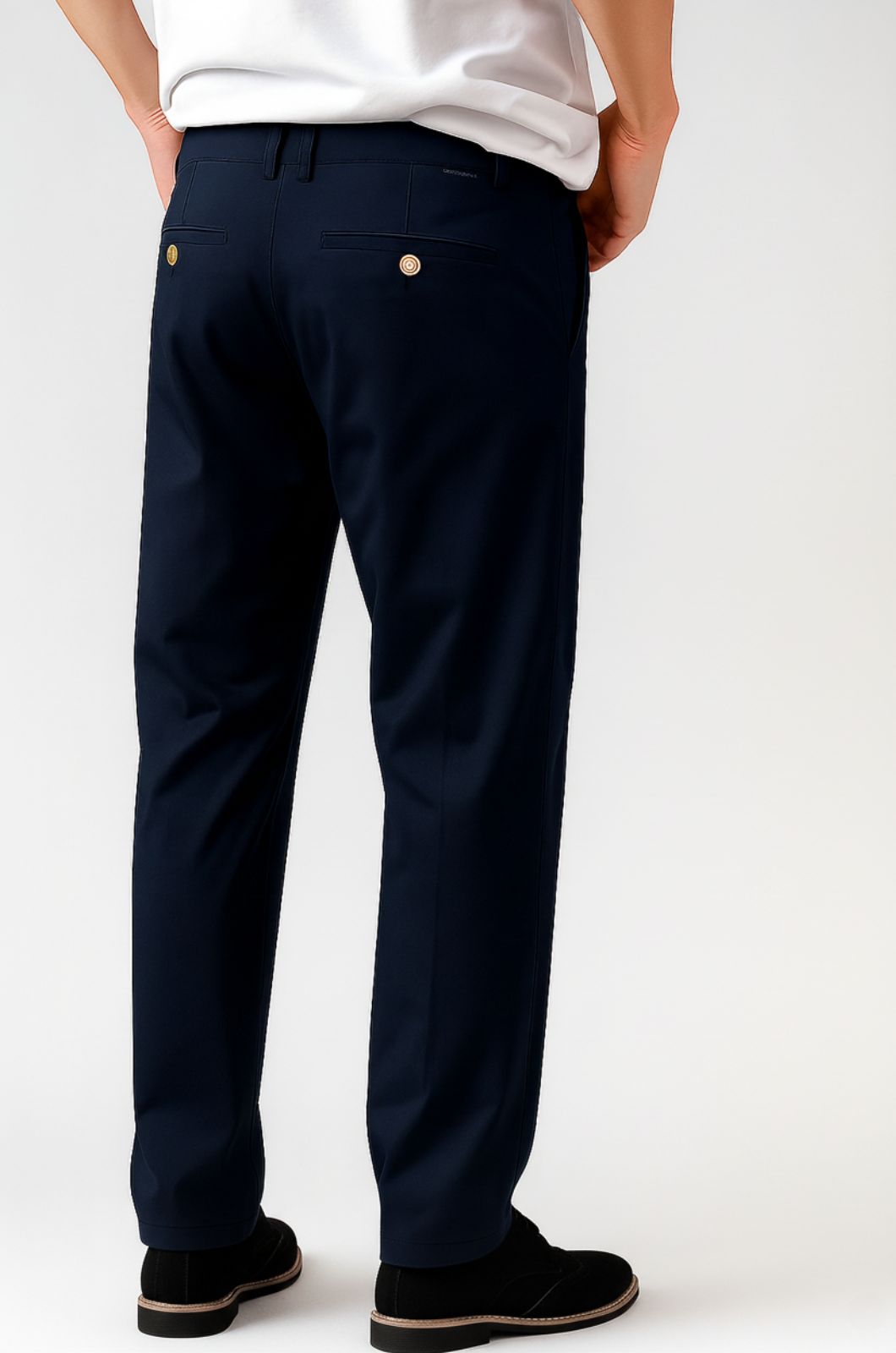 Herrebukser – Straight Fit Bomuld med Stræk – Marineblå – Fire Årstider – Kontor & Casual - - Pants - Valmont Wear