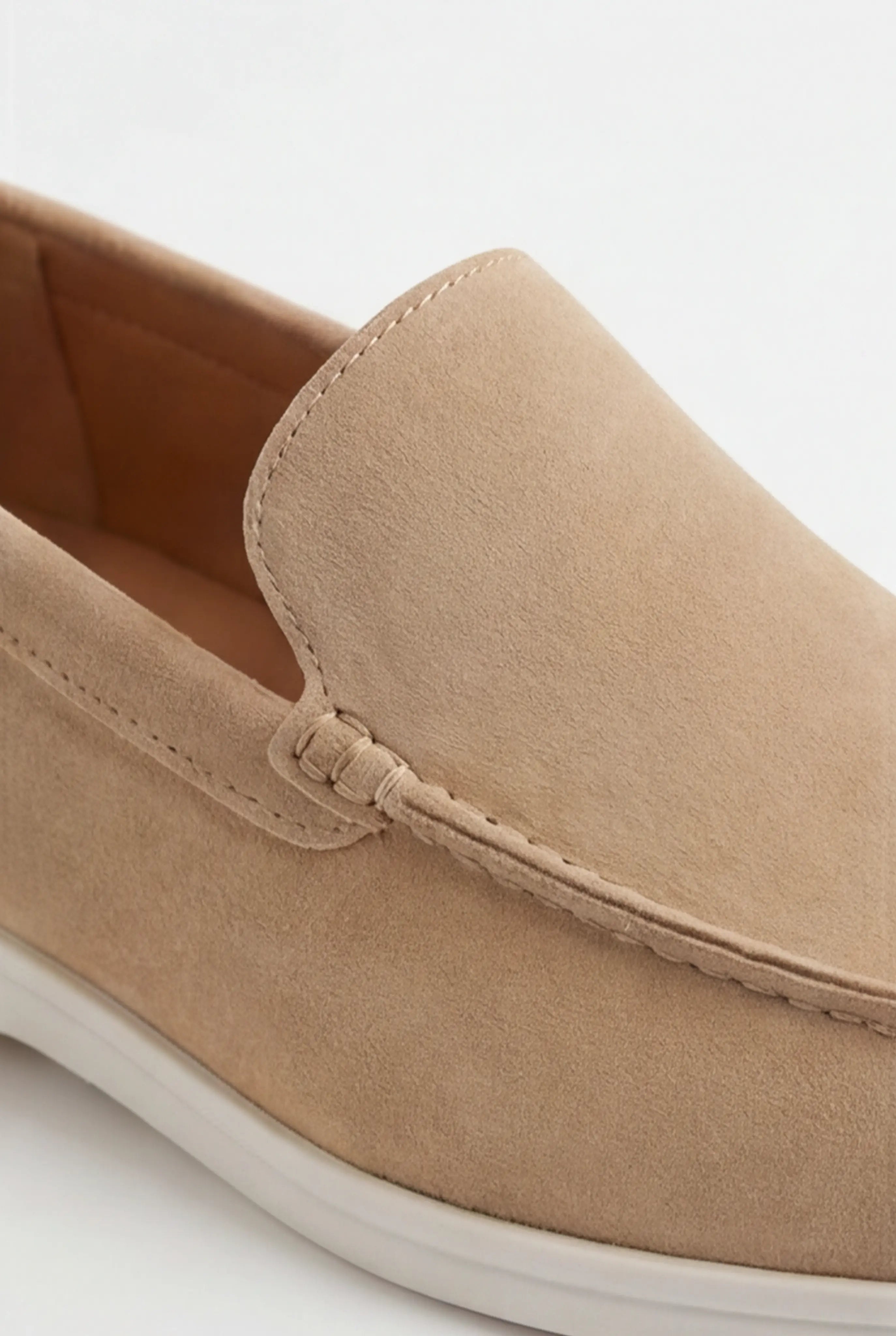 Casual Herre Loafers Slip-On – Beige PU med Ruskindslook