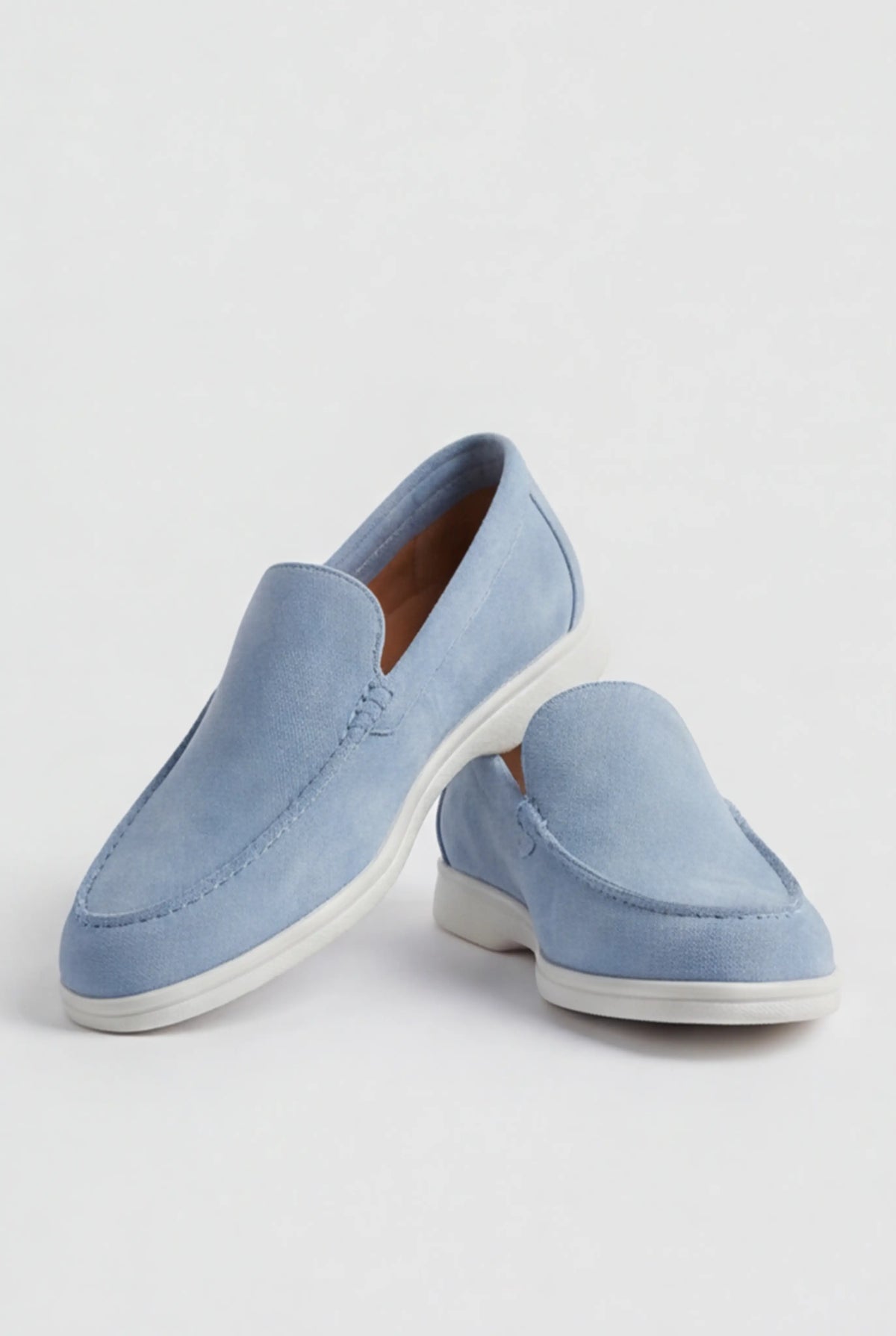 Casual Herre Loafers Slip-On - Lyseblå PU med Ruskindslook - Lyseblå - Loafers - Valmont Wear