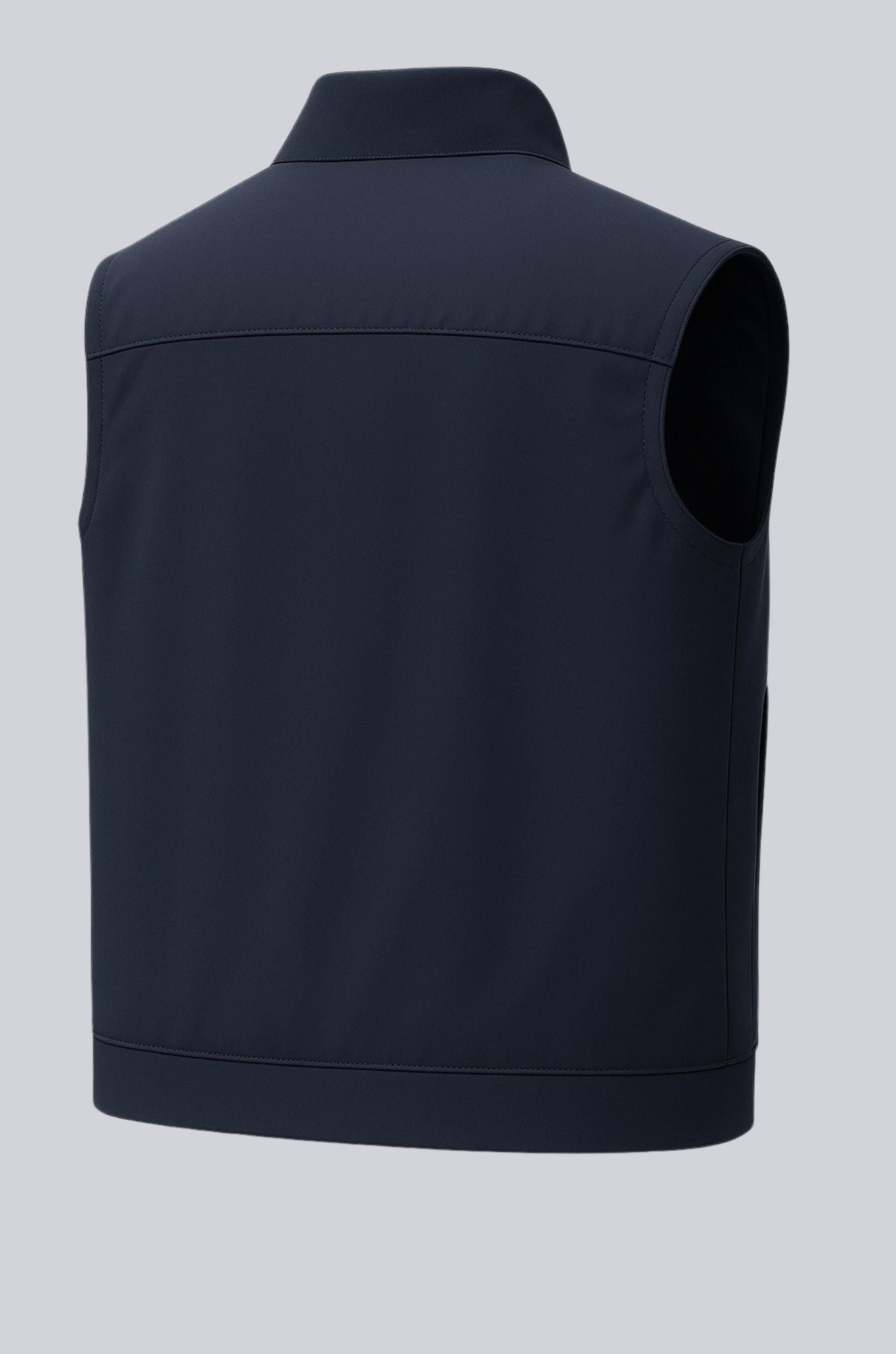 Herre Casual Ståkrave Vest med Lynlås – Marineblå Bomuldsblanding - - Veste - Valmont Wear