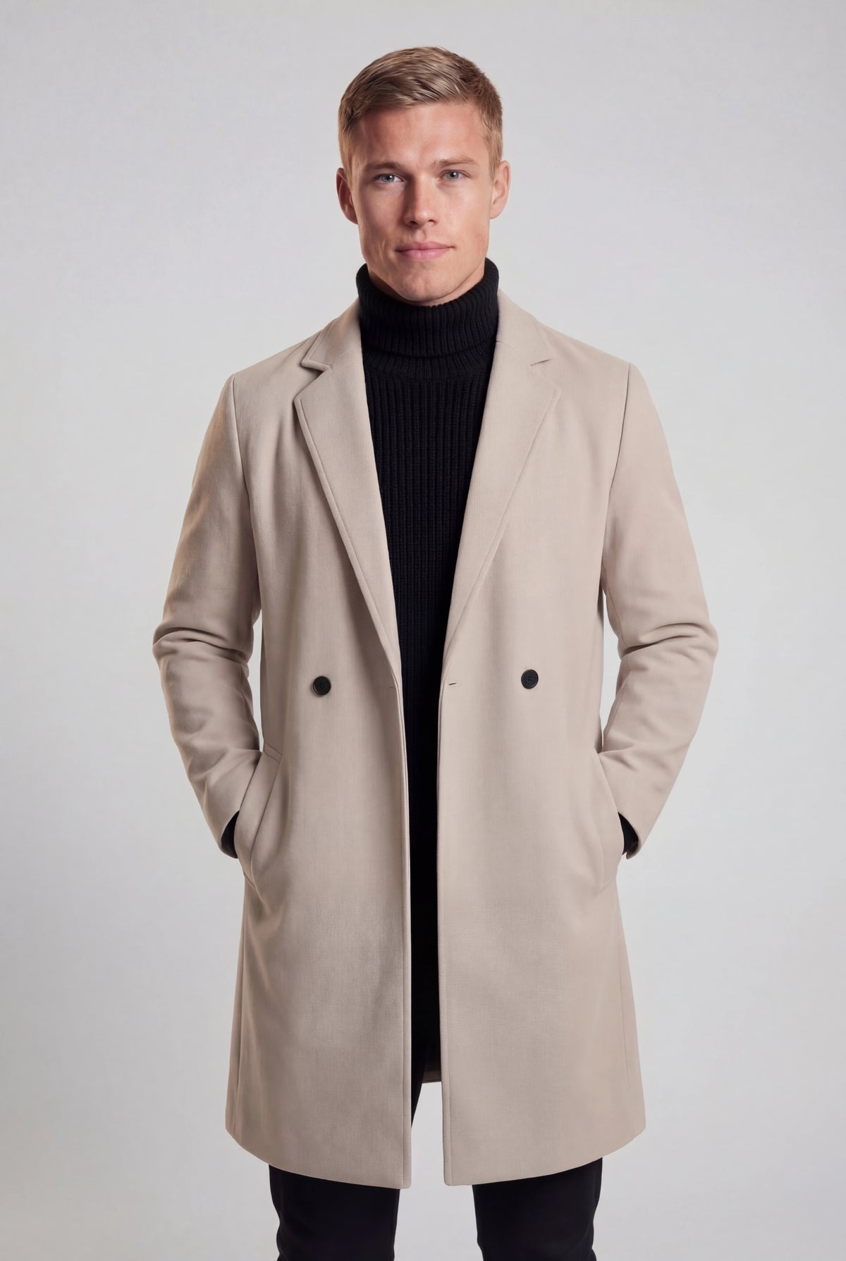 Varm Oatmeal Herrefrakke med Dobbelt Knaplukning - Coat - Valmont Wear