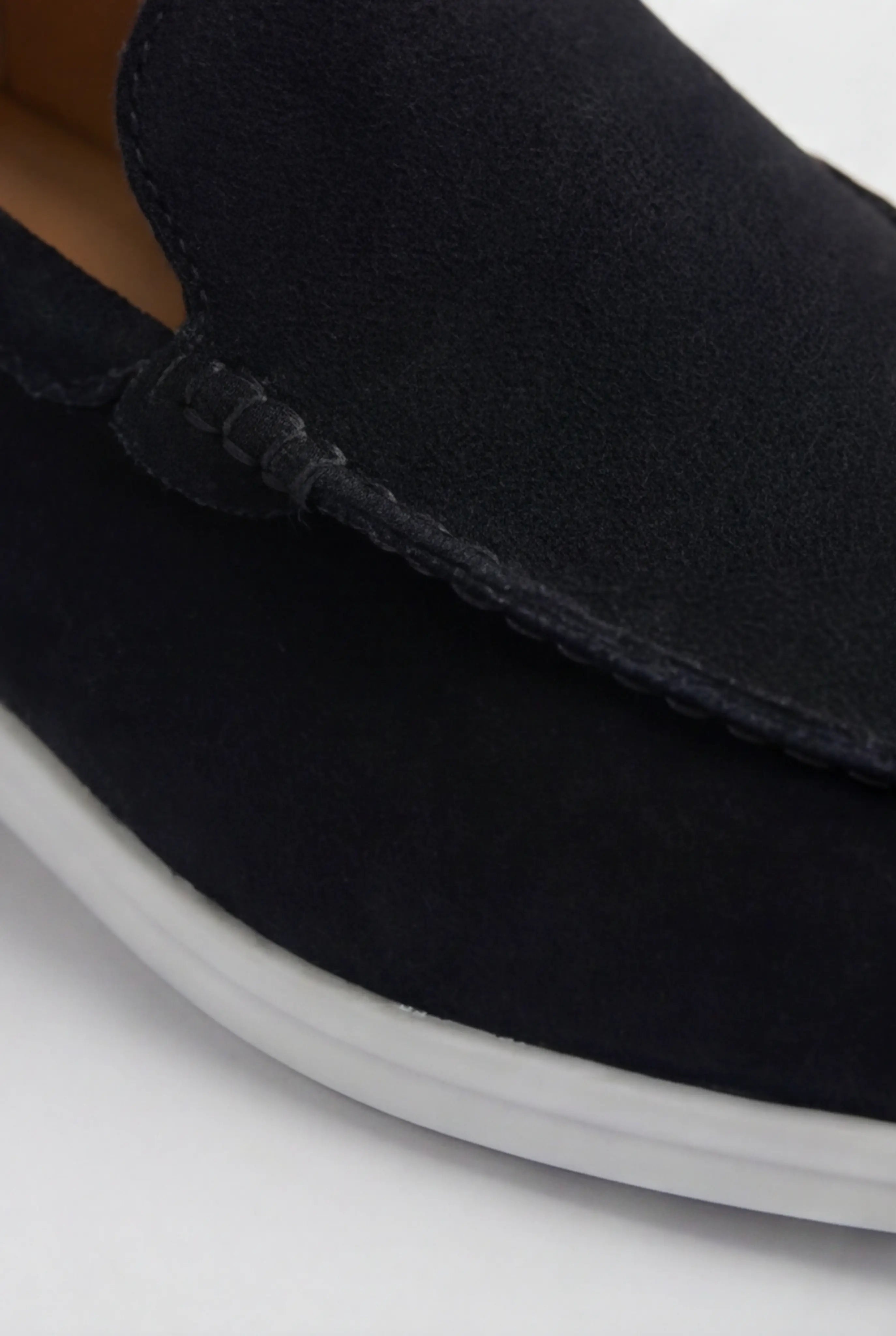 Casual Herre Loafers Slip-On – Sort PU med Ruskindslook