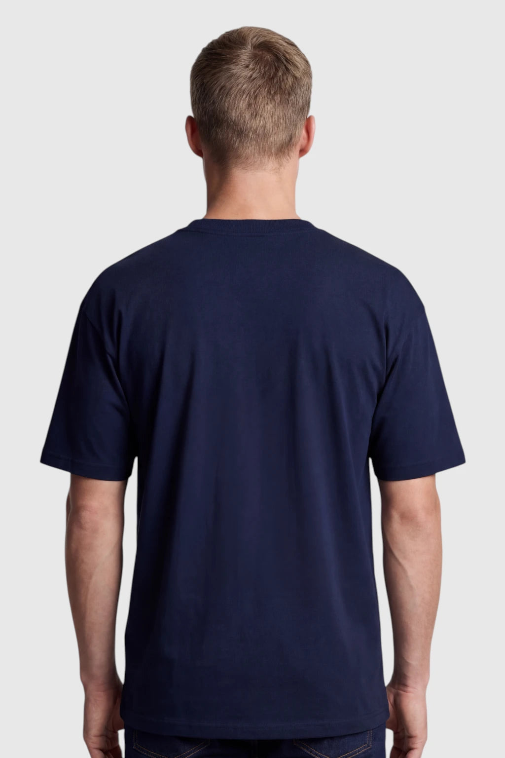 Herre T-shirt i Bomuld – Åndbar Kortærmet Rund Hals – Marineblå