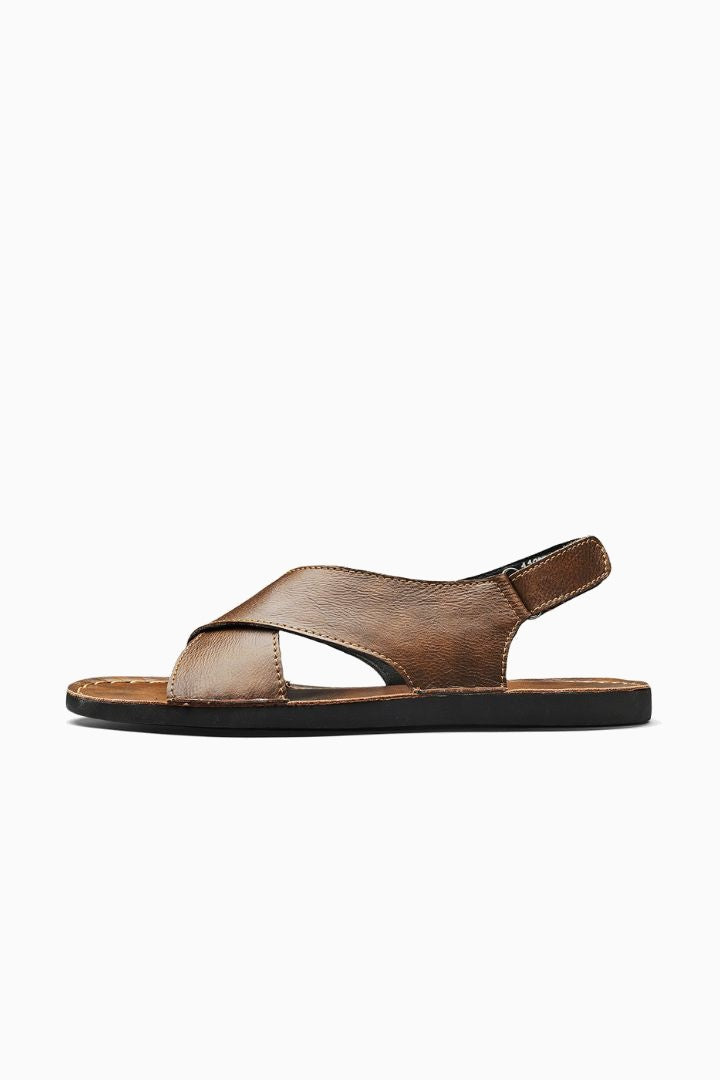 Herresandaler i Brun Læder - Krydsrem Slip-On til Sommer