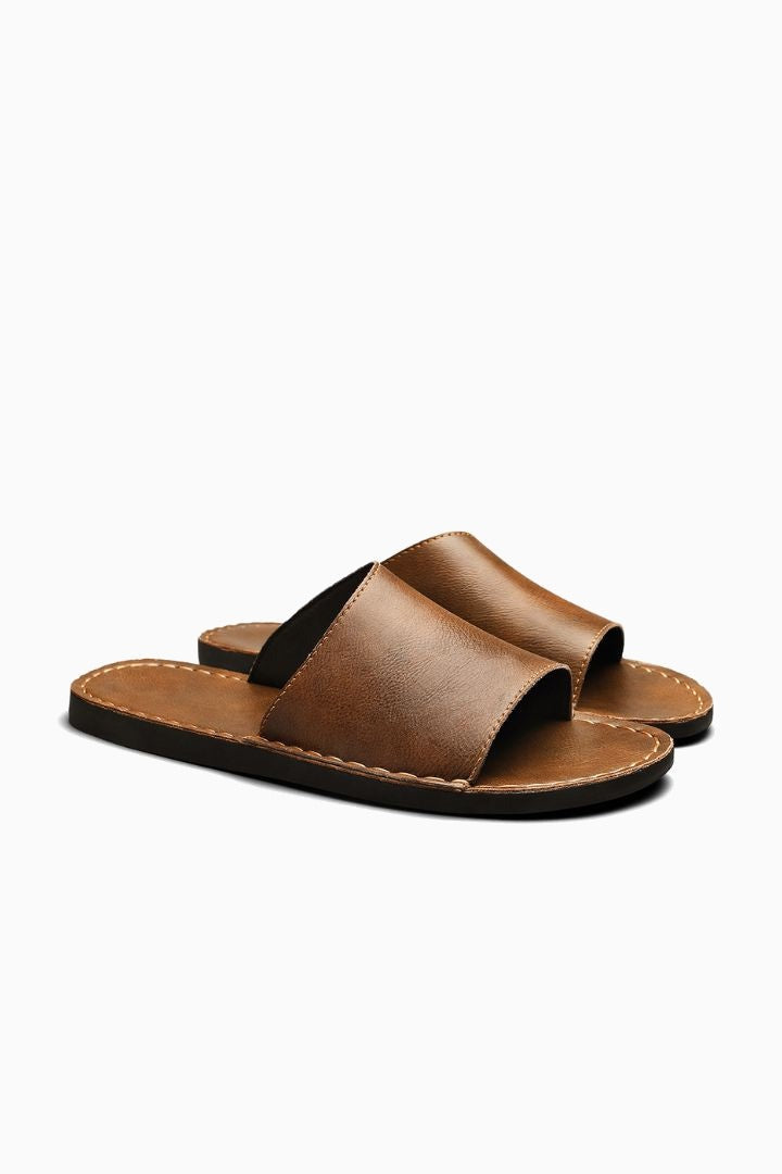 Herresandaler i Brun Læder - Minimalistisk Slide Design