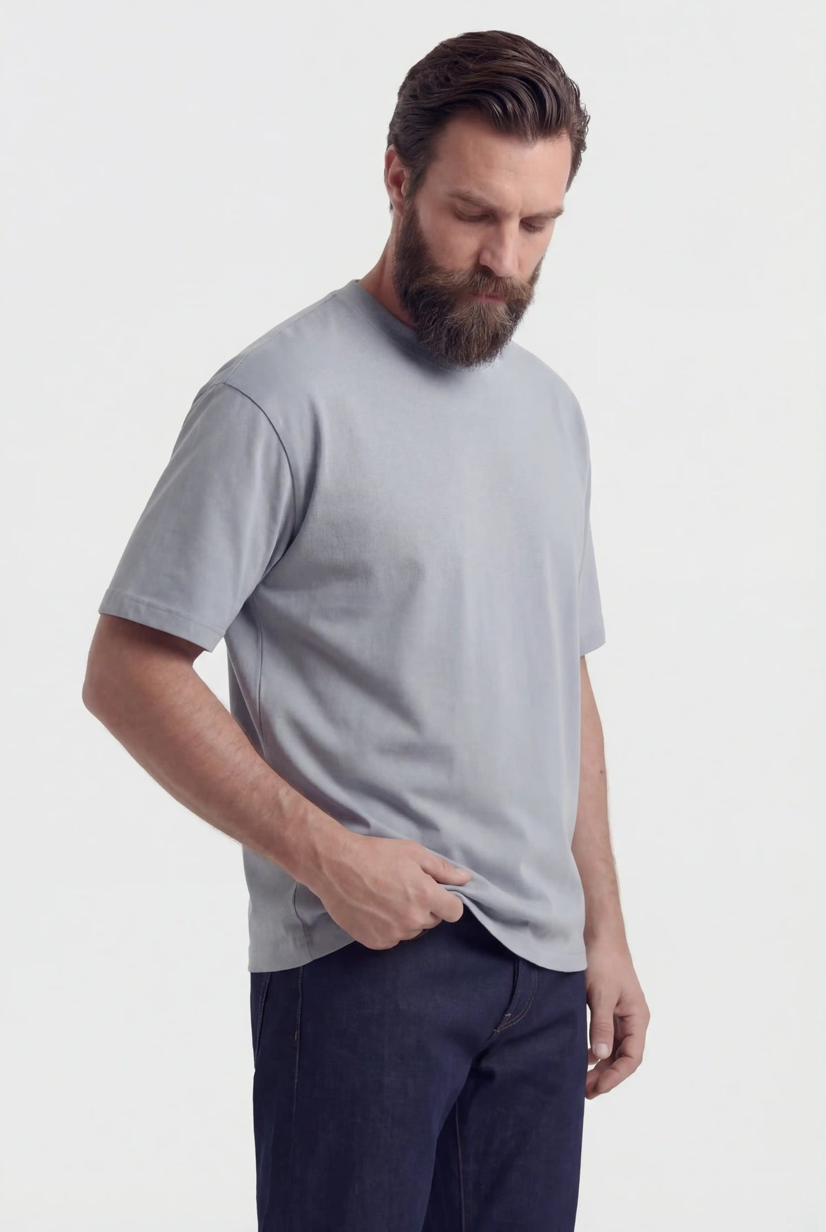 Herre T-shirt i Bomuld - Åndbar Kortærmet Rund Hals - Jerngrå - Herre T-shirts - Valmont Wear