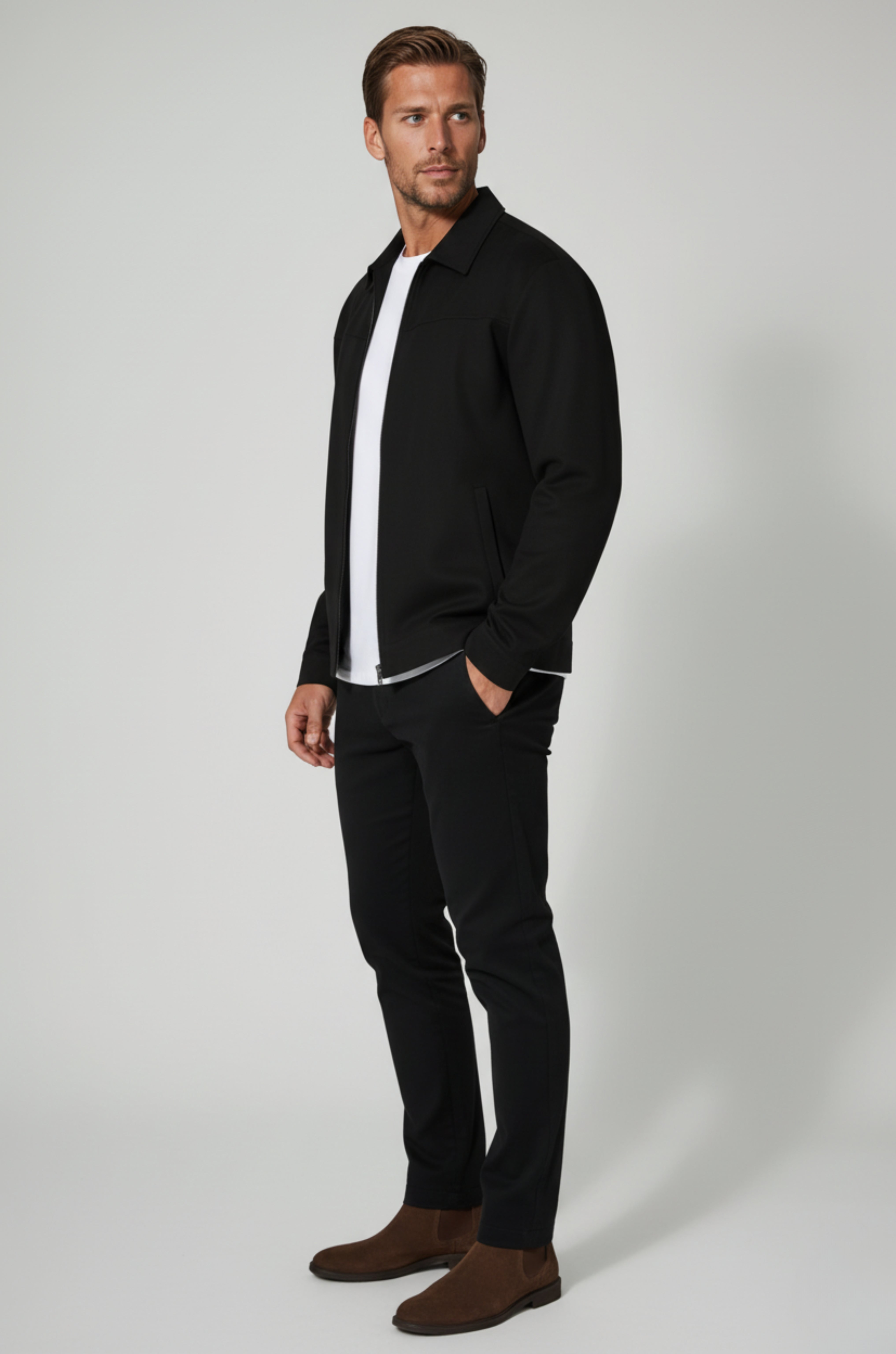 Sort Ruskindsjakke til Mænd – Moderne Casual Overtøj - - Jakker - Valmont Wear