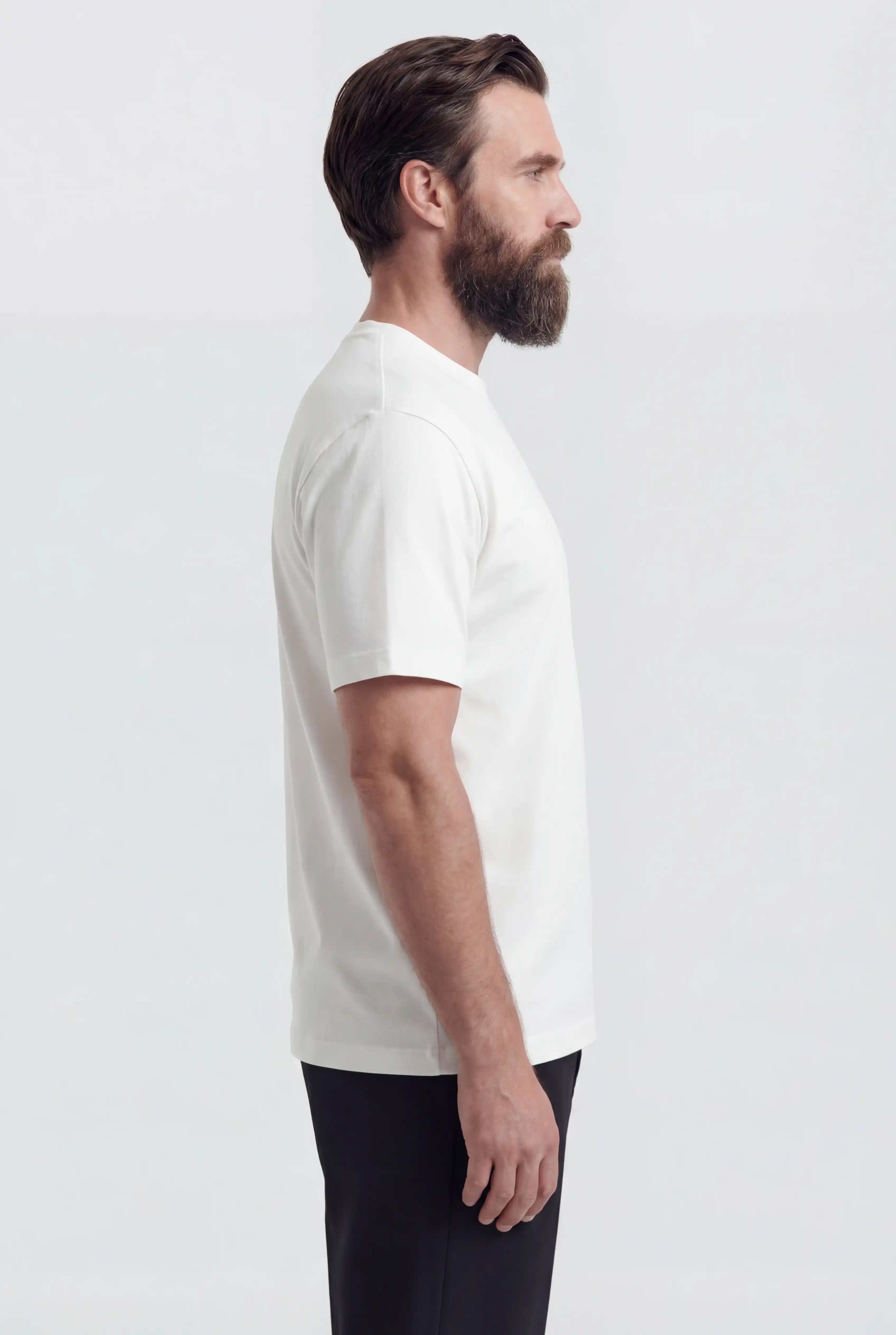 Herre T-shirt i Bomuld – Åndbar Kortærmet Rund Hals – Hvid