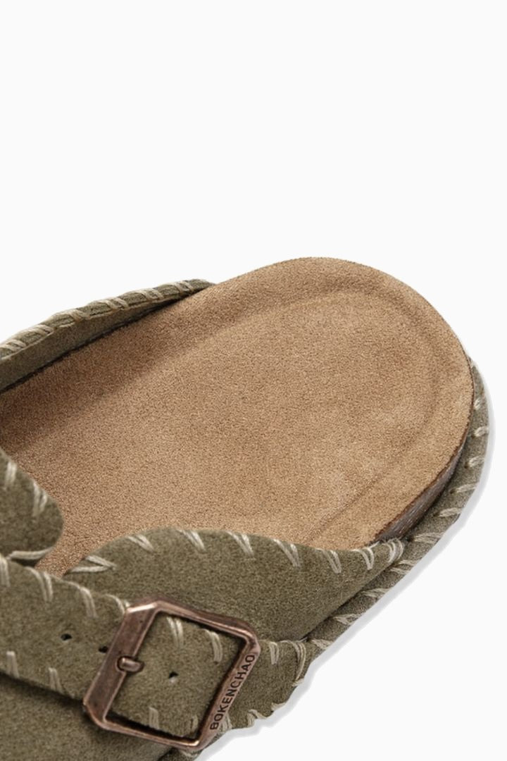 Herresandaler i Sandfarvet Ruskind - Komfortabel Træsko