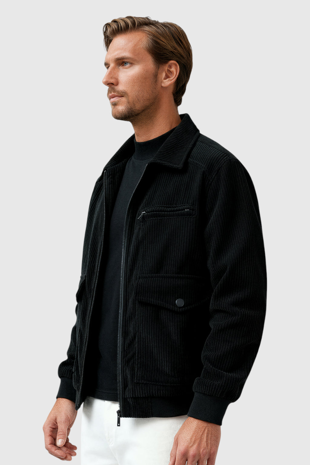 Herre Corduroy Jakke - Sort - - Jakker - Valmont Wear