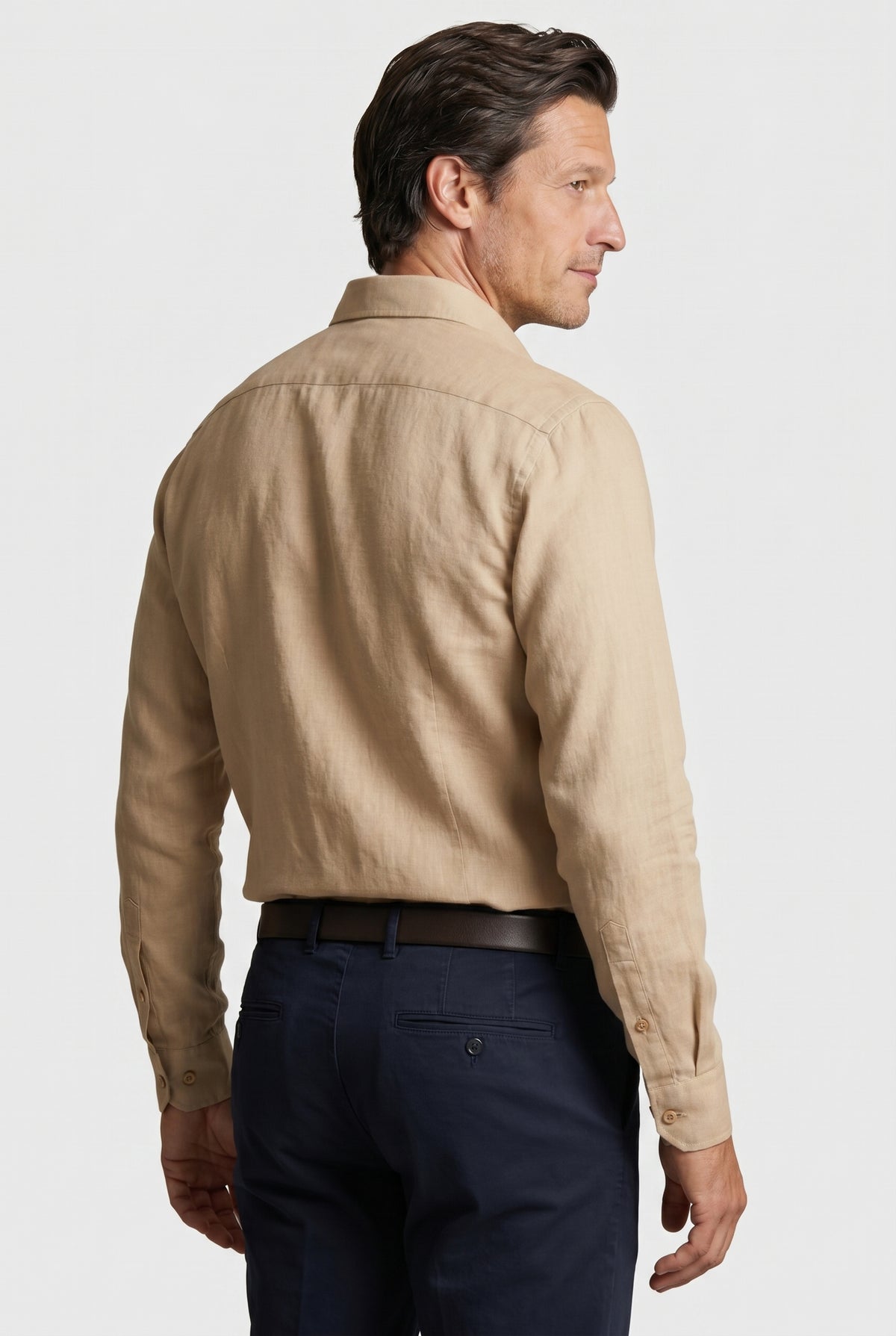 Linskjorte til Mænd - Sand - Lin - Regular Fit - frame 3