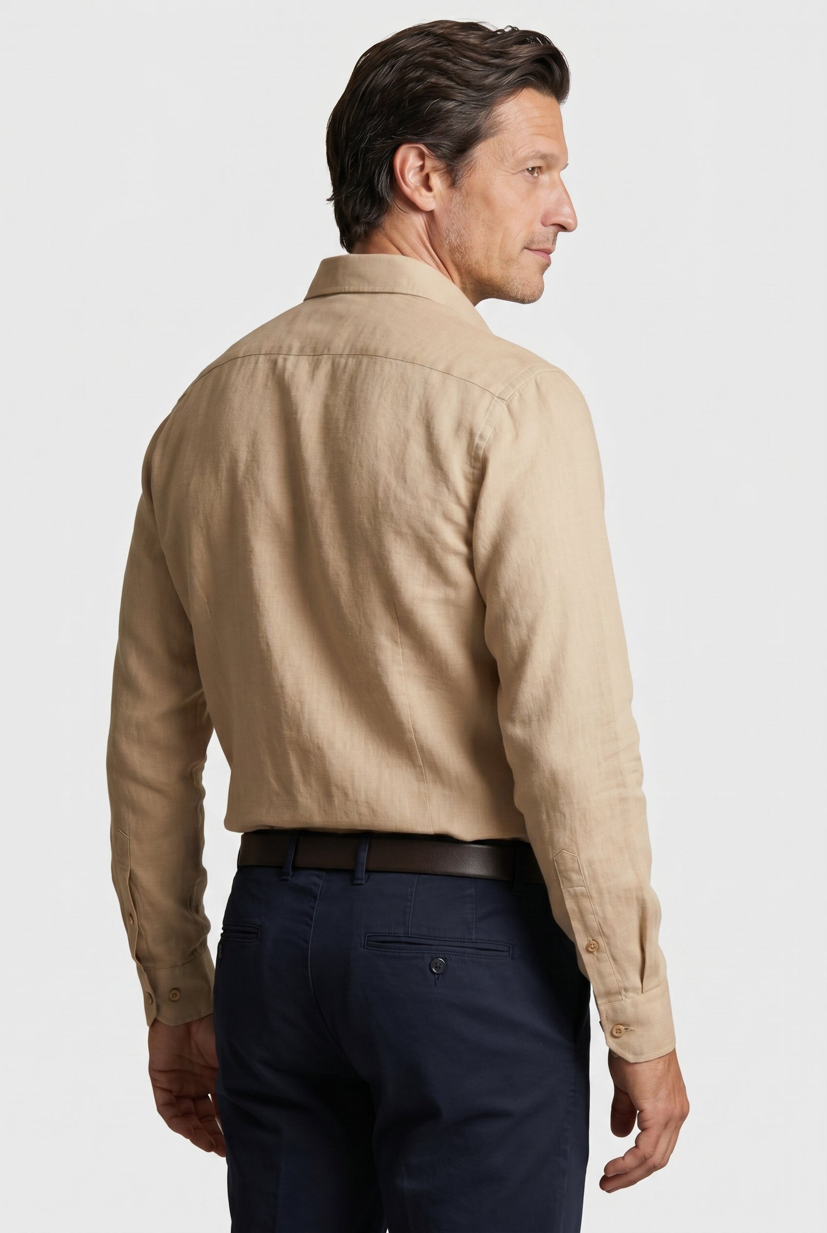 Linskjorte til Mænd - Sand - Lin - Regular Fit - frame 3