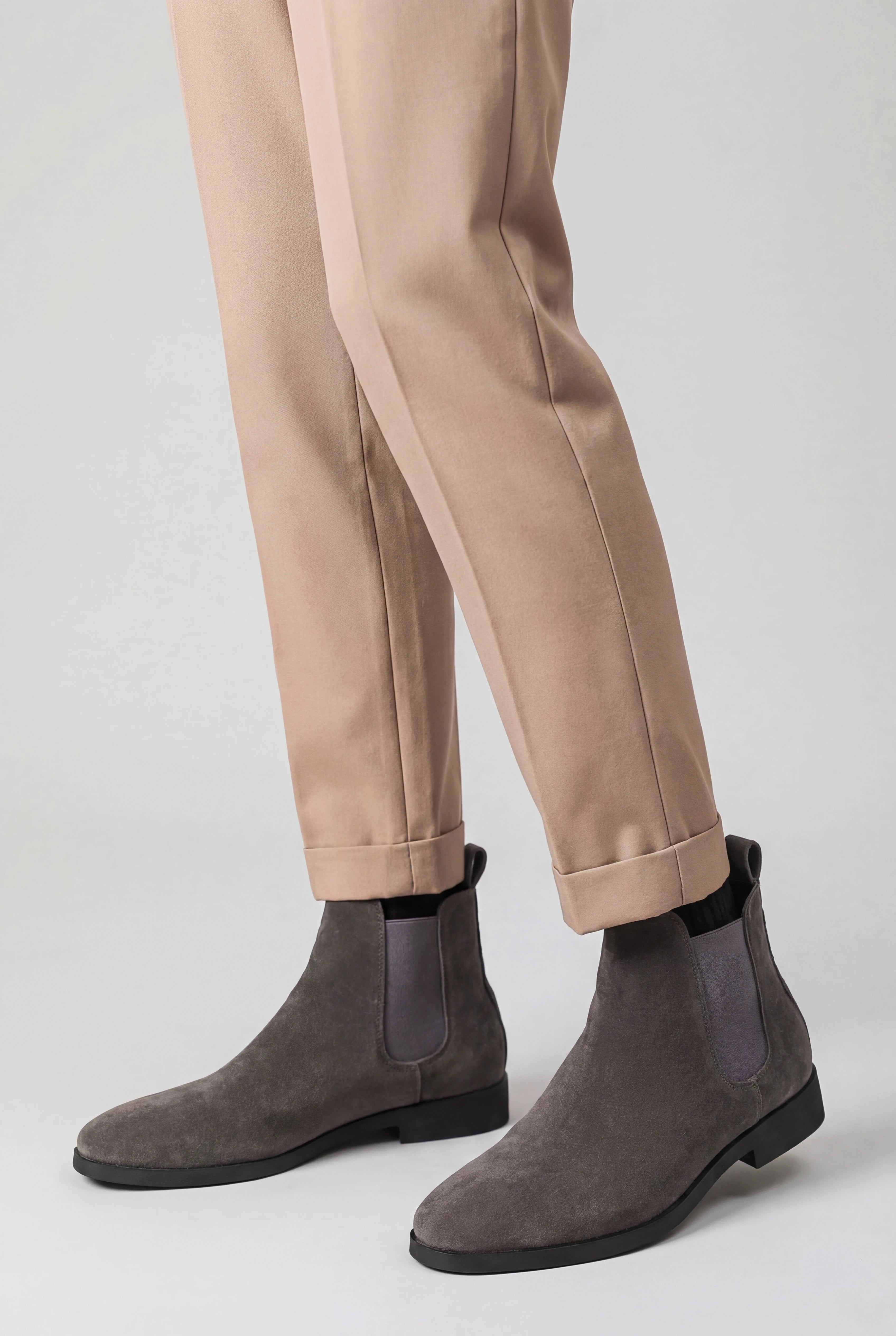 Chelsea Boots til Mænd i Ruskind med Elastiske Sidepaneler