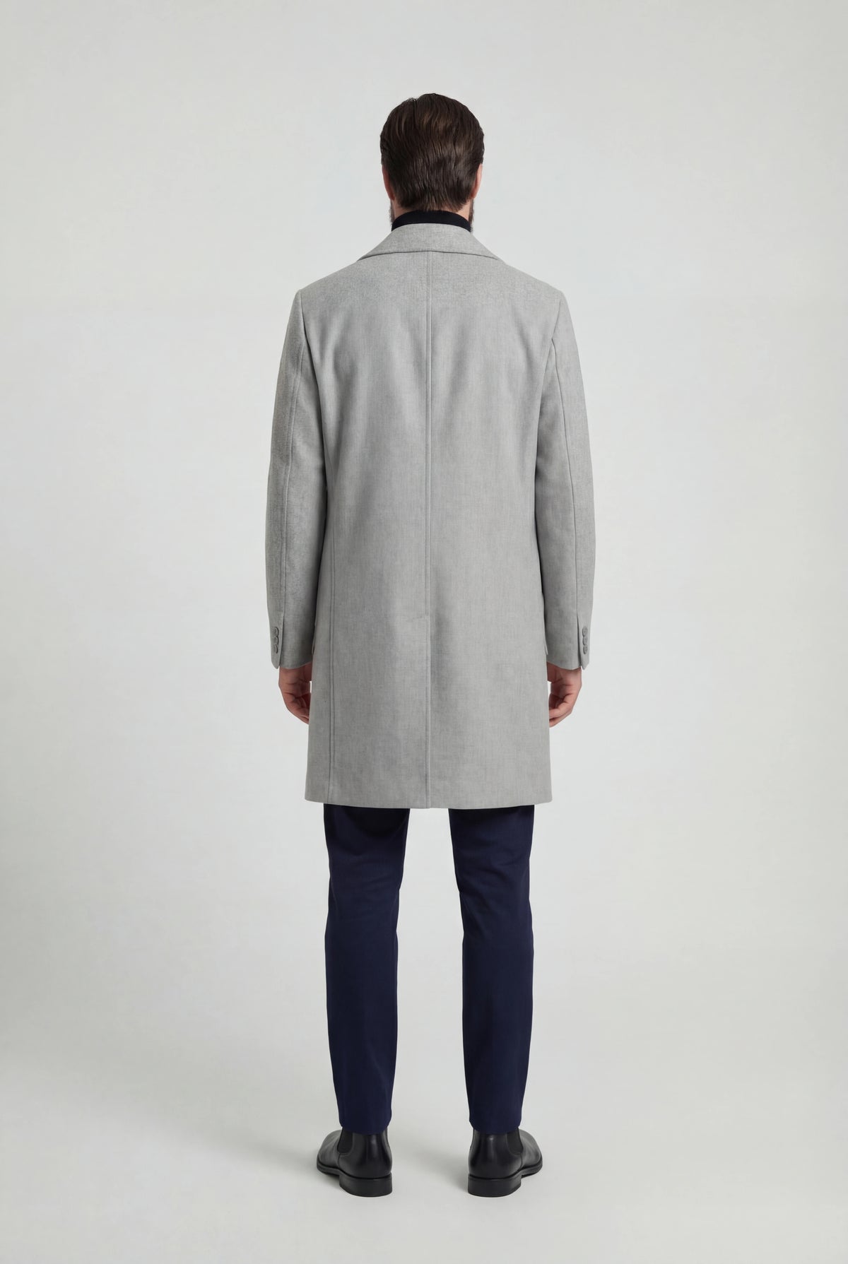 Herre dobbeltradet uldfrakke, knælængde, lysegrå - Coat - Valmont Wear