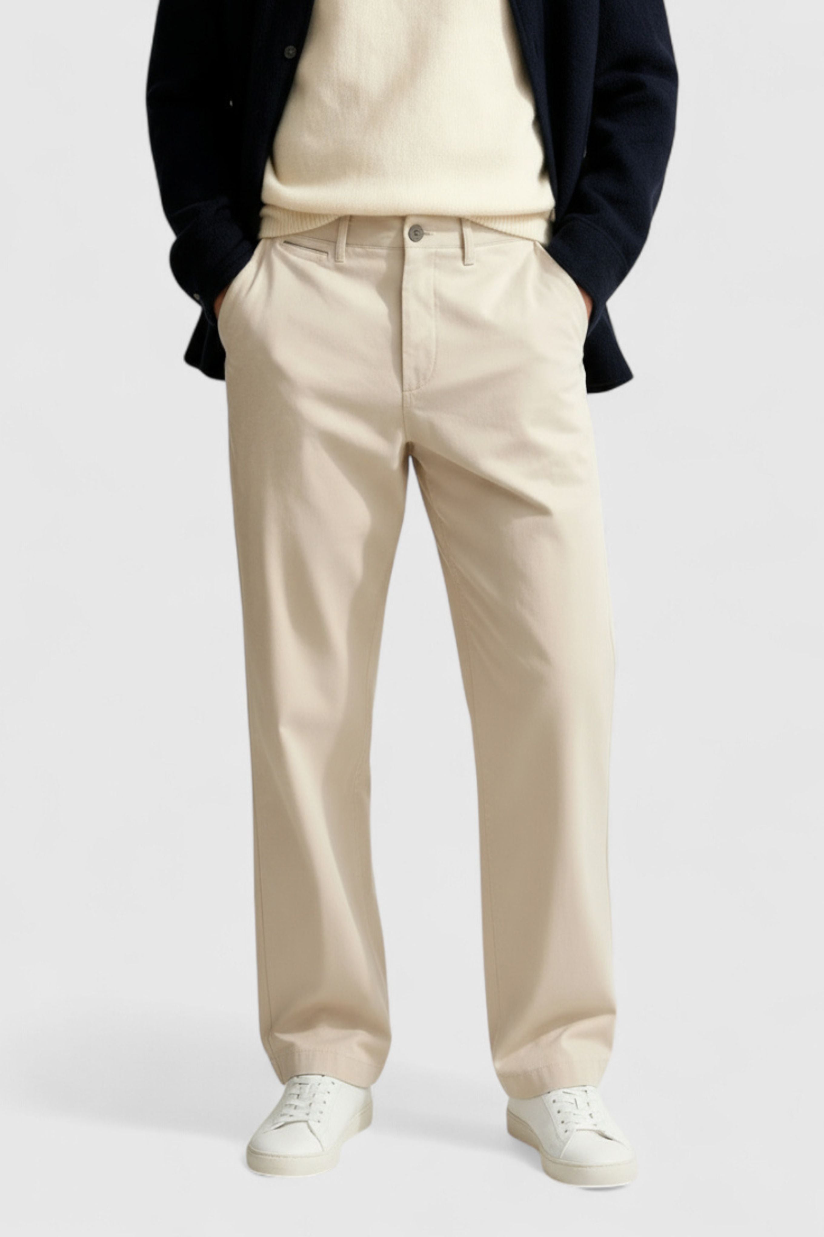 Herre Chinos i Sandy Beige – Løs Pasform