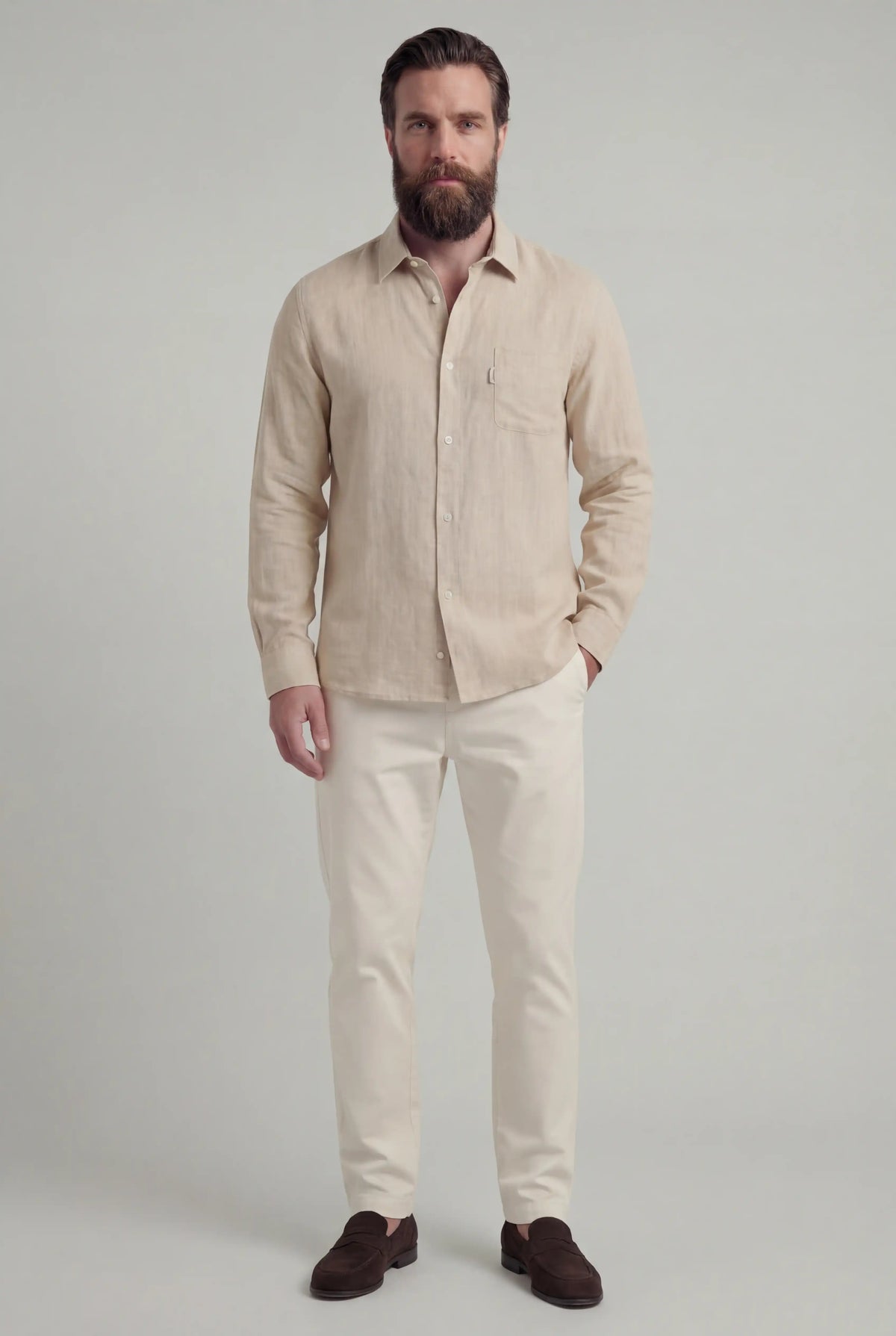 Monaco Summer Shirt - Sand - Linskjorte - Valmont Wear