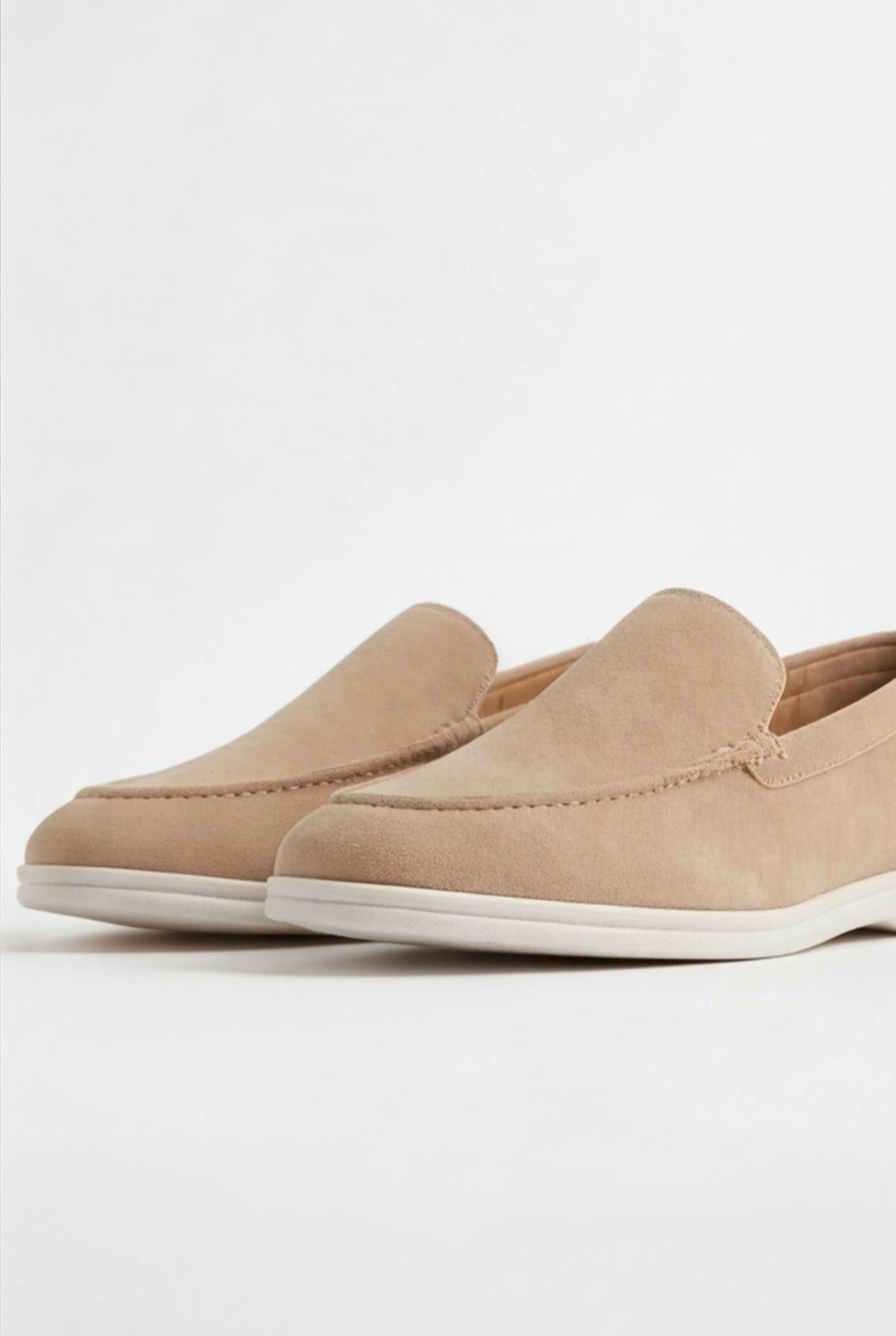 Casual Herre Loafers Slip-On - Beige PU med Ruskindslook - Beige - Loafers - Valmont Wear