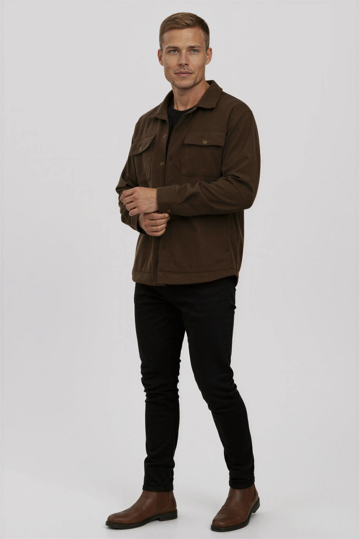 Coffee Brown Børstet Overshirt Jakke - Kaffebrun - Jakker - Valmont Wear