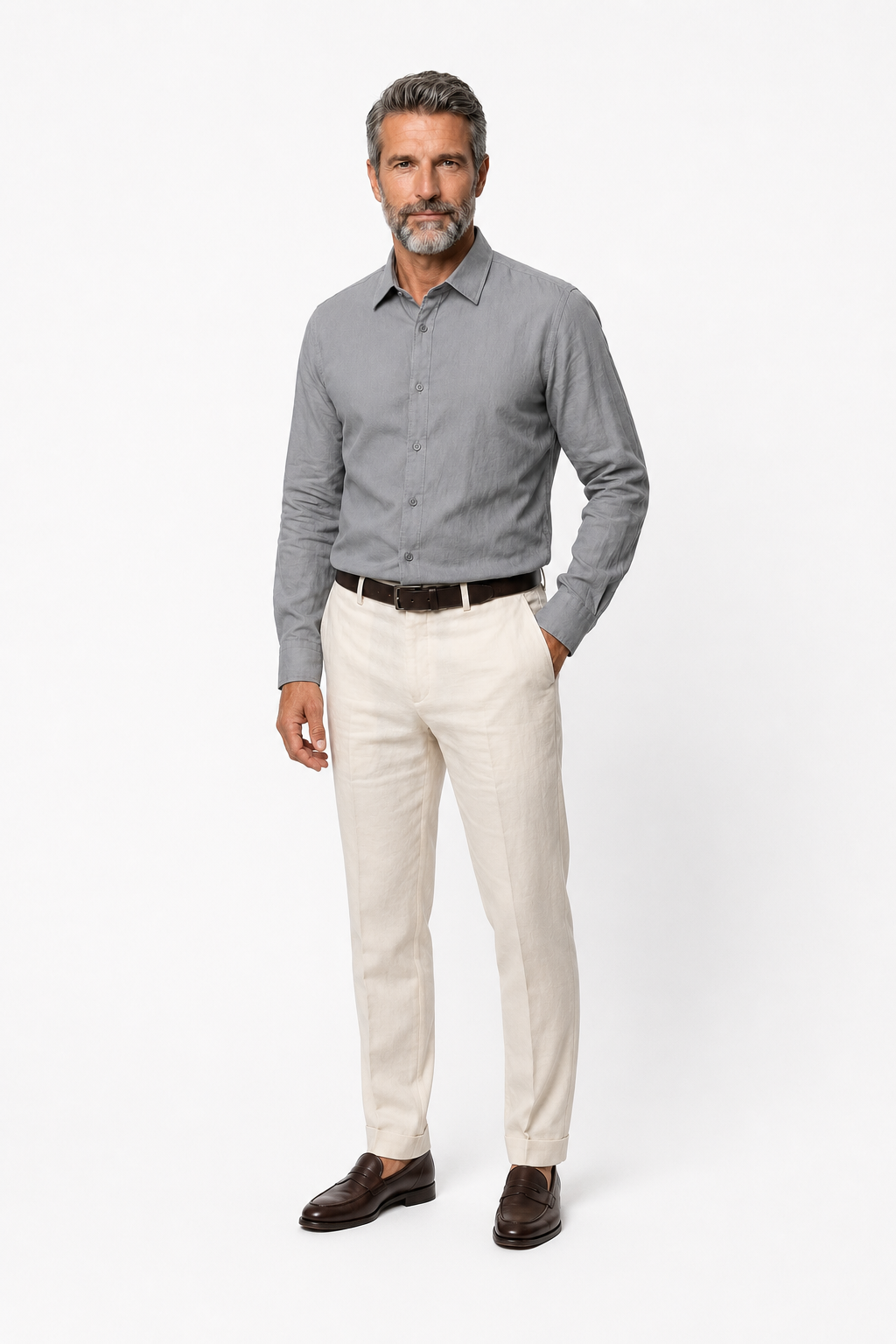 Linskjorte til Mænd - Antraciet - Lin - Regular Fit - - Linskjorte - Valmont Wear