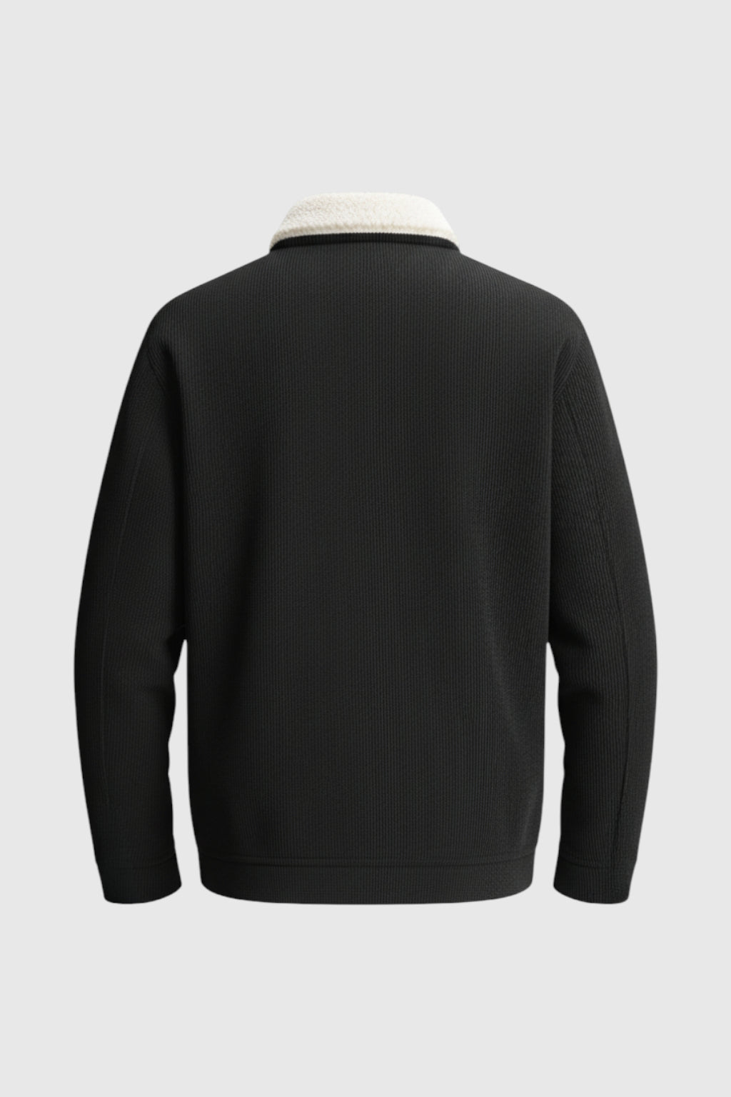 Herrejakke i fløjl med sherpa-krave og trykknapper - Sort - - Jakker - Valmont Wear