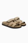 Herresandaler i Beige Læder - H-Cut Slip-On Design - Beige - Sko - Valmont Wear