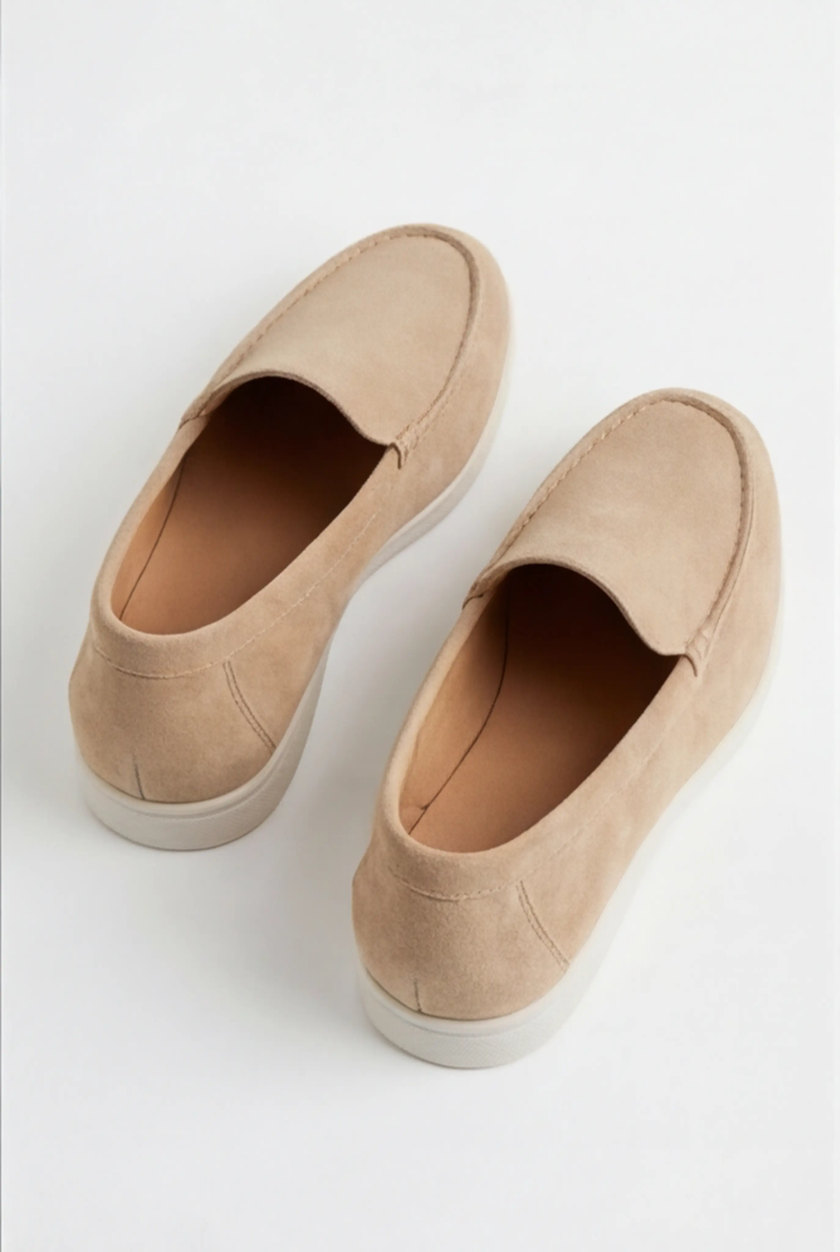 Casual Herre Loafers Slip-On – Beige PU med Ruskindslook