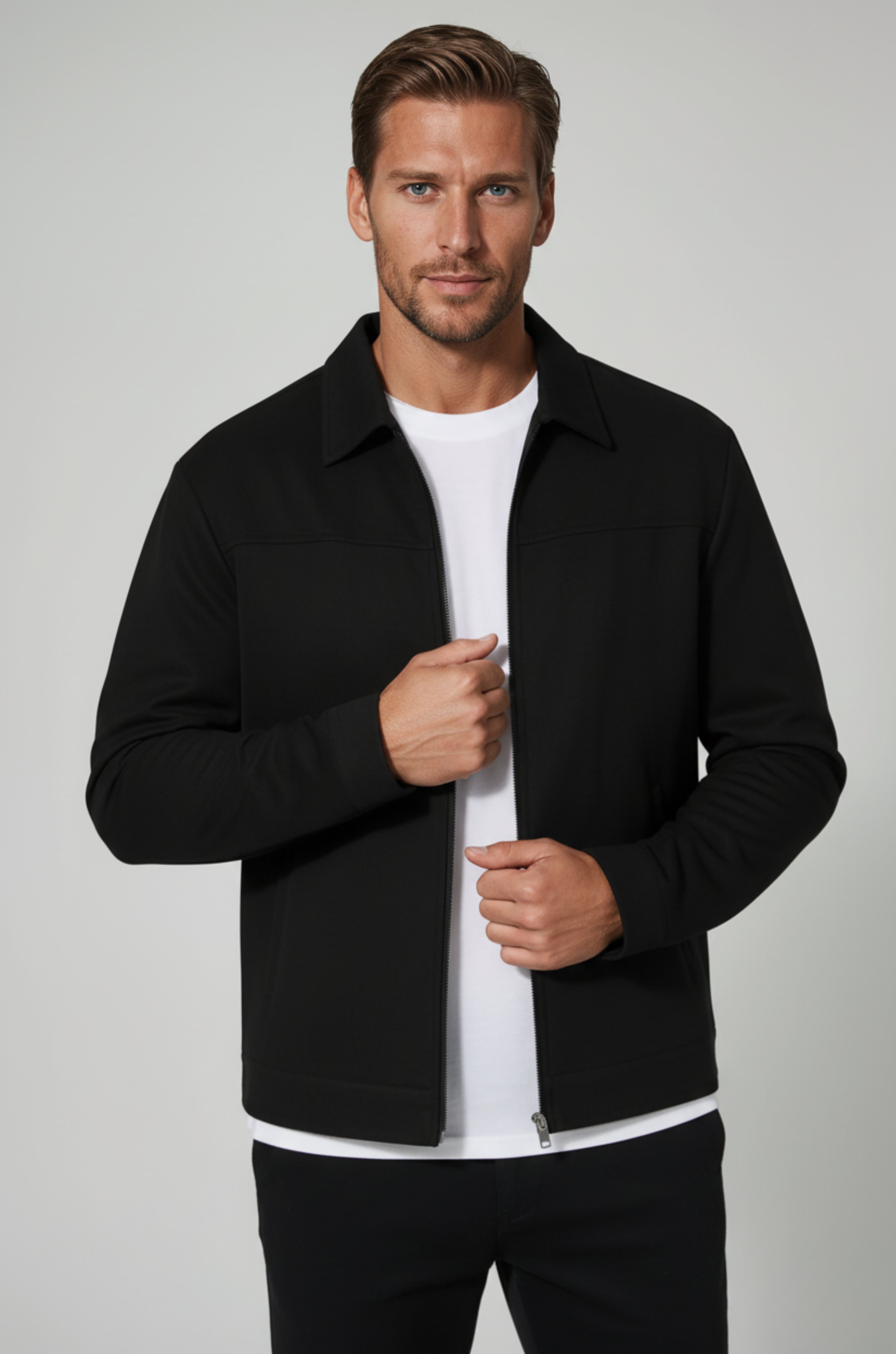 Sort Ruskindsjakke til Mænd – Moderne Casual Overtøj - Black - Jakker - Valmont Wear
