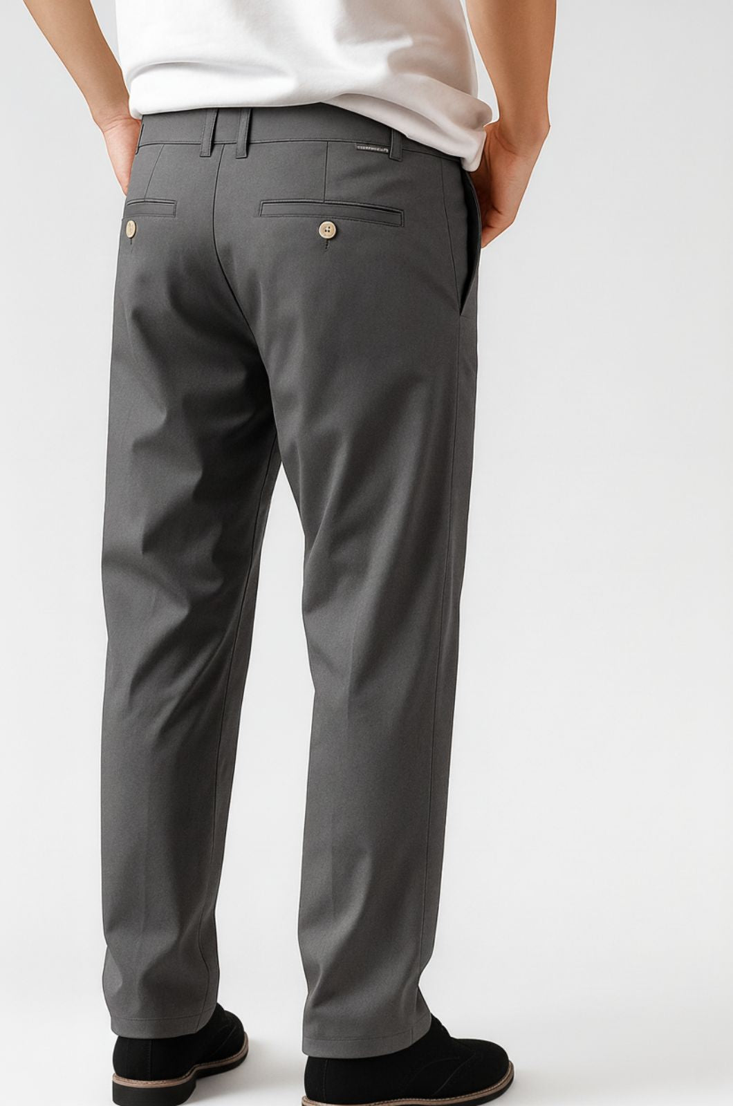 Herrebukser – Straight Fit Bomuld med Stræk – Grå – Fire Årstider – Kontor & Casual - - Pants - Valmont Wear