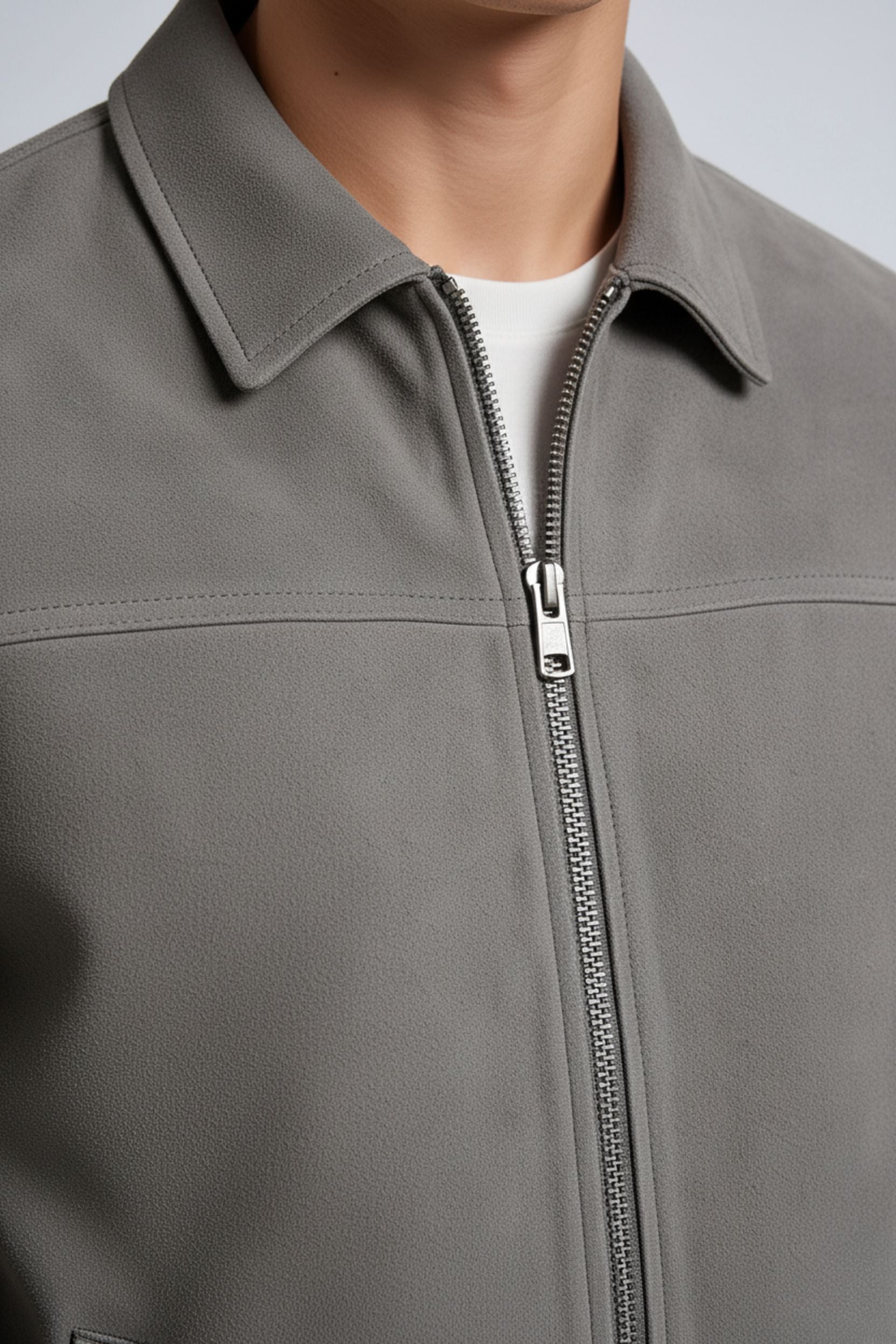 Grå Suede Jakke til Mænd – Moderne Casual Jakke - - Jakker - Valmont Wear