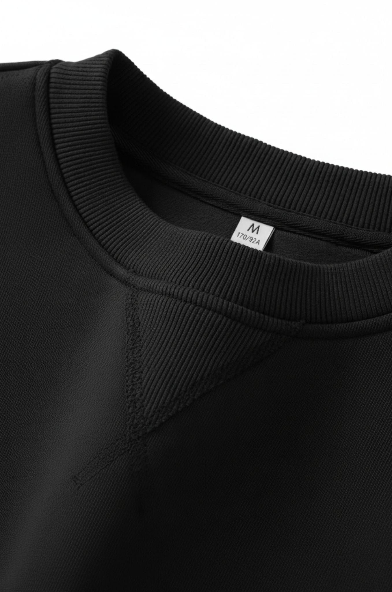 Herre Heavyweight Oversized Rundhalset Striktrøje – Sort - - Sweater - Valmont Wear