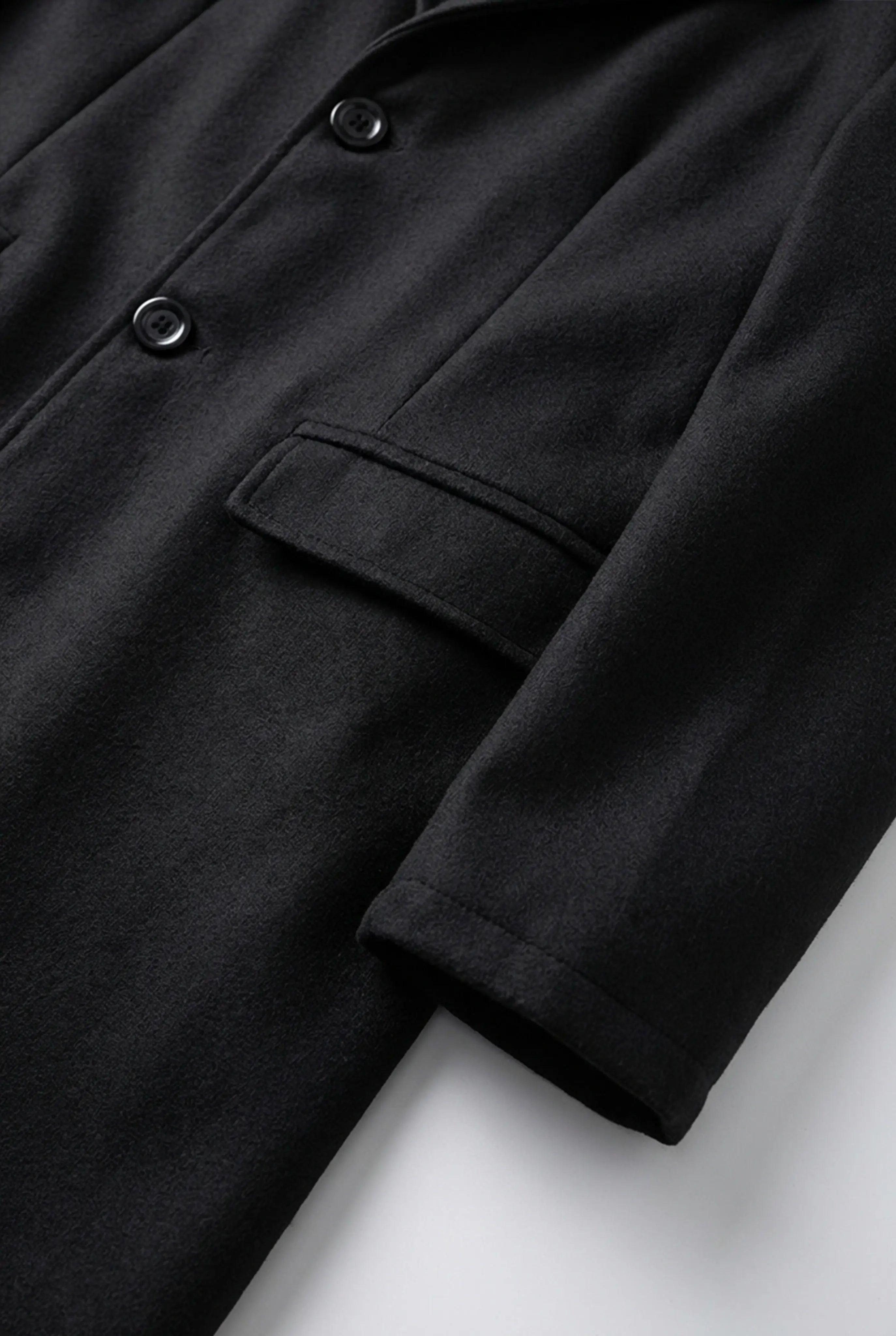 Herre Enkeltradet Lang Frakke – Sort