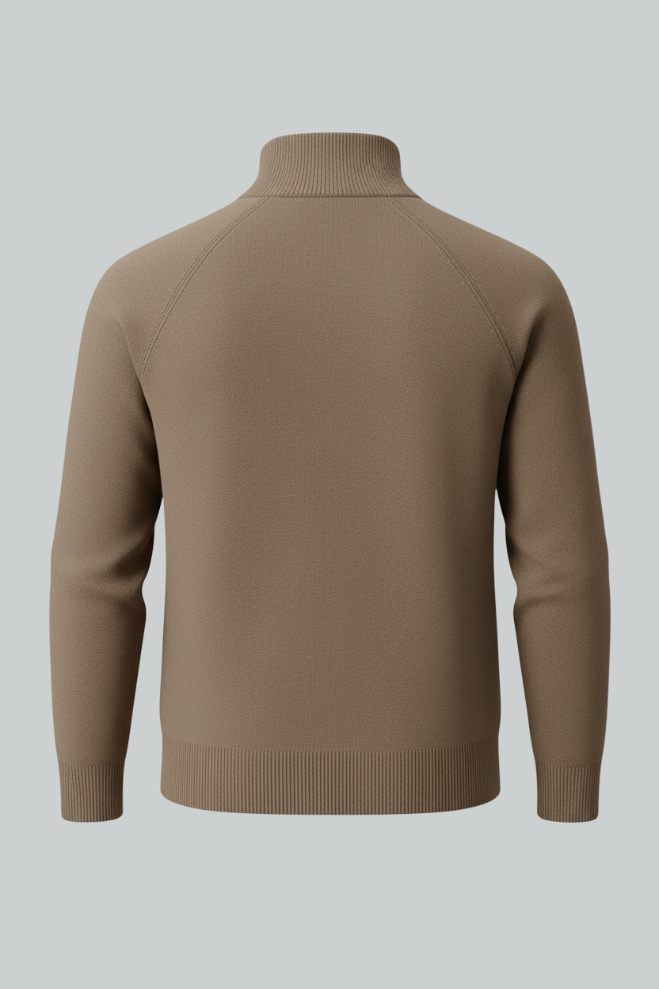 Herre Half-Zip Striktrøje med Ståkrave – Taupe Brun