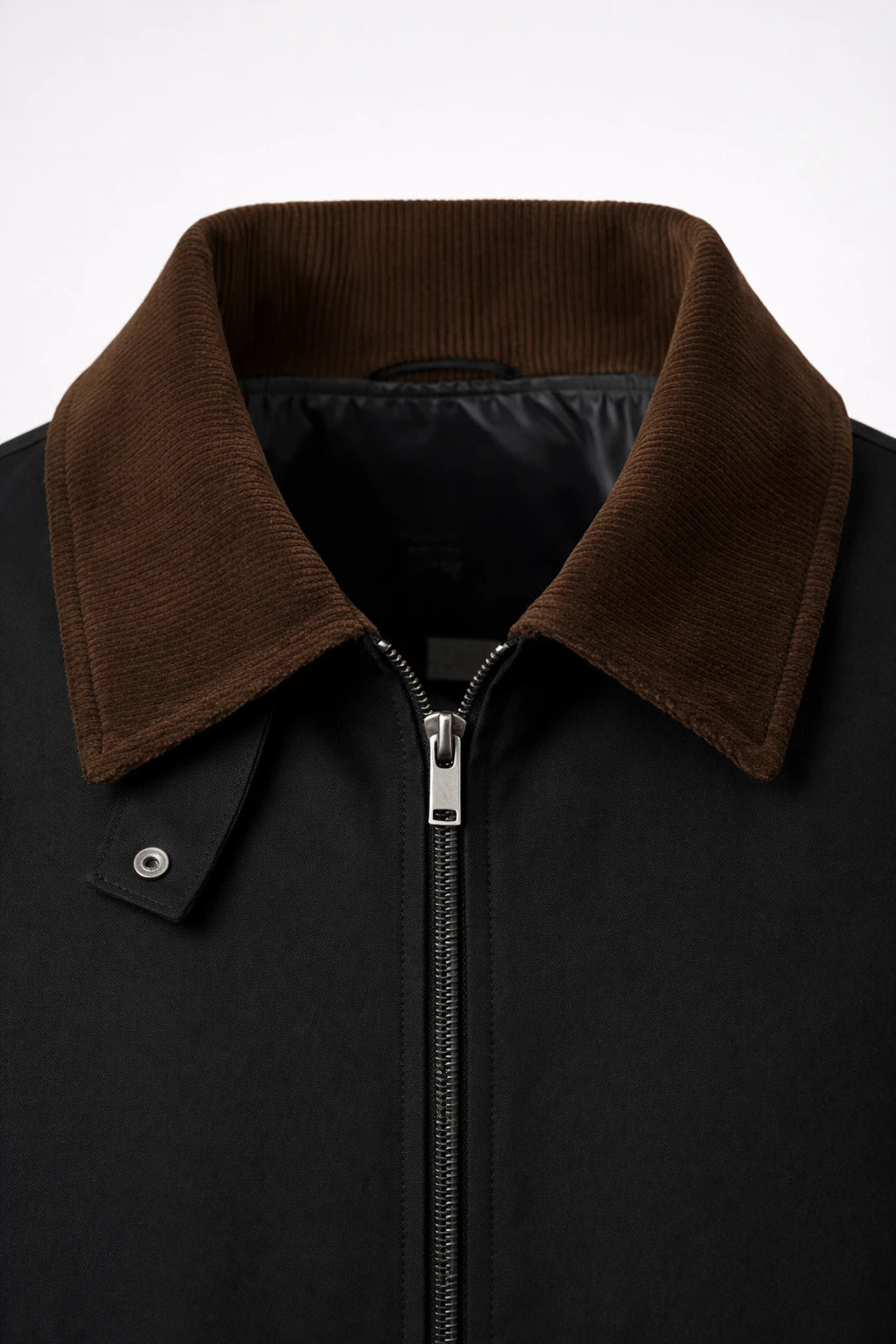 Herre kort utility-jakke med fløjlskrave – Sort