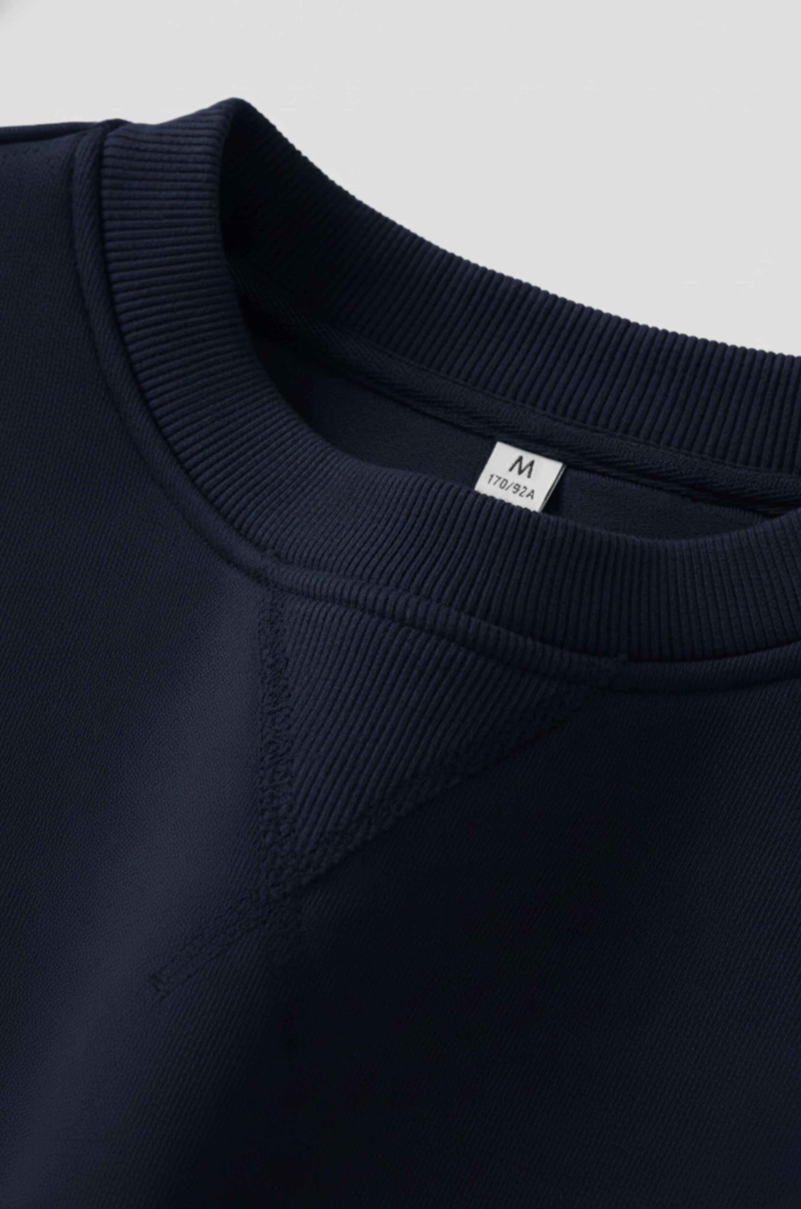 Herre Heavyweight Oversized Rundhalset Striktrøje – Marineblå - - Sweater - Valmont Wear