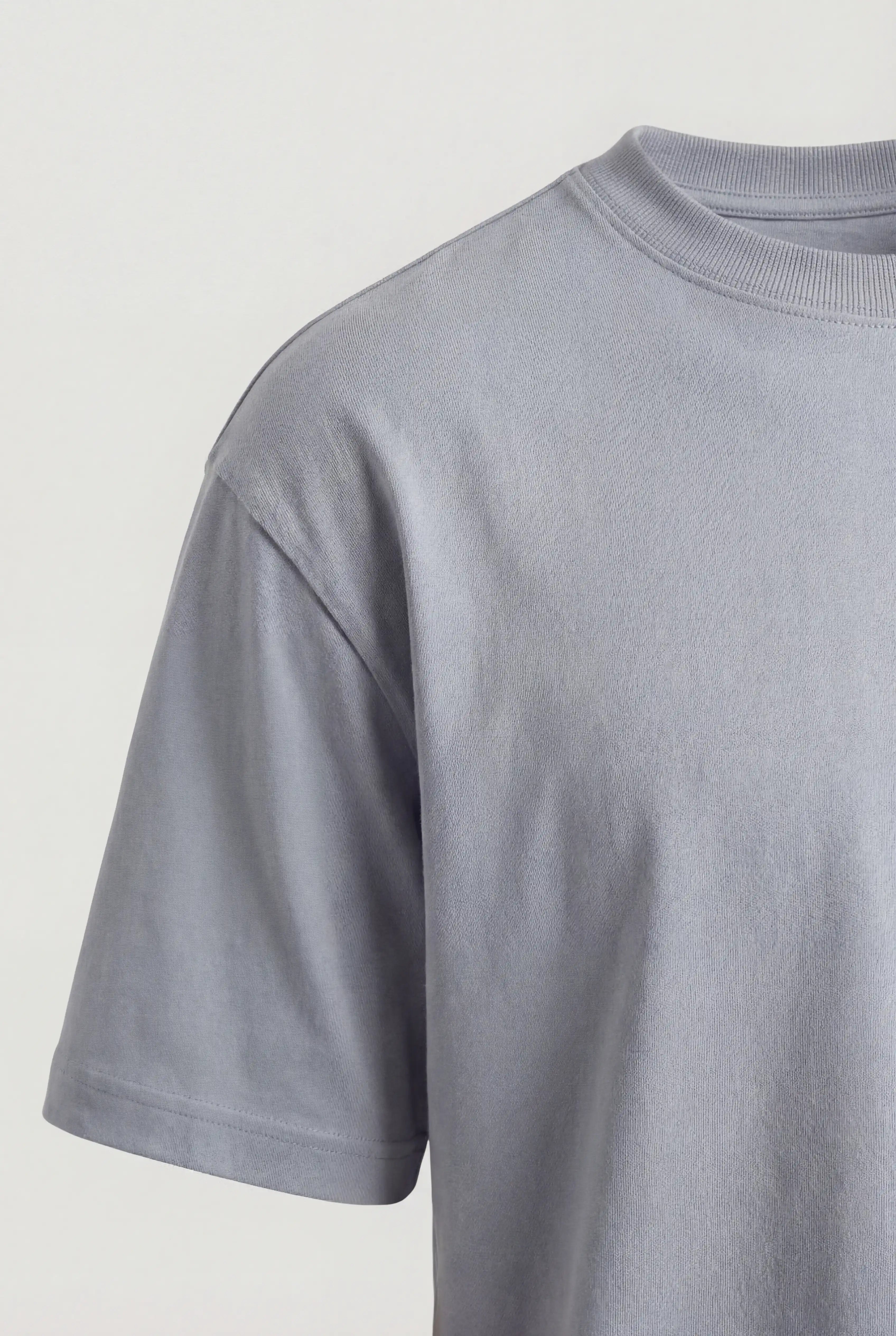 Herre T-shirt i Bomuld – Åndbar Kortærmet Rund Hals – Jerngrå