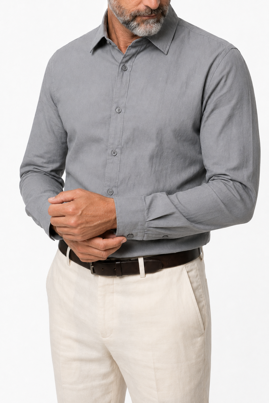 Linskjorte til Mænd - Antraciet - Lin - Regular Fit - - Linskjorte - Valmont Wear